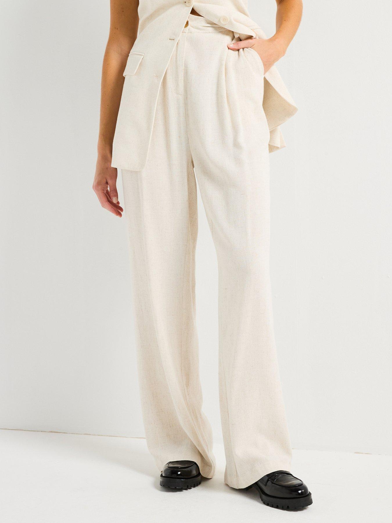 undefined Claire Linen Trouser - Cream