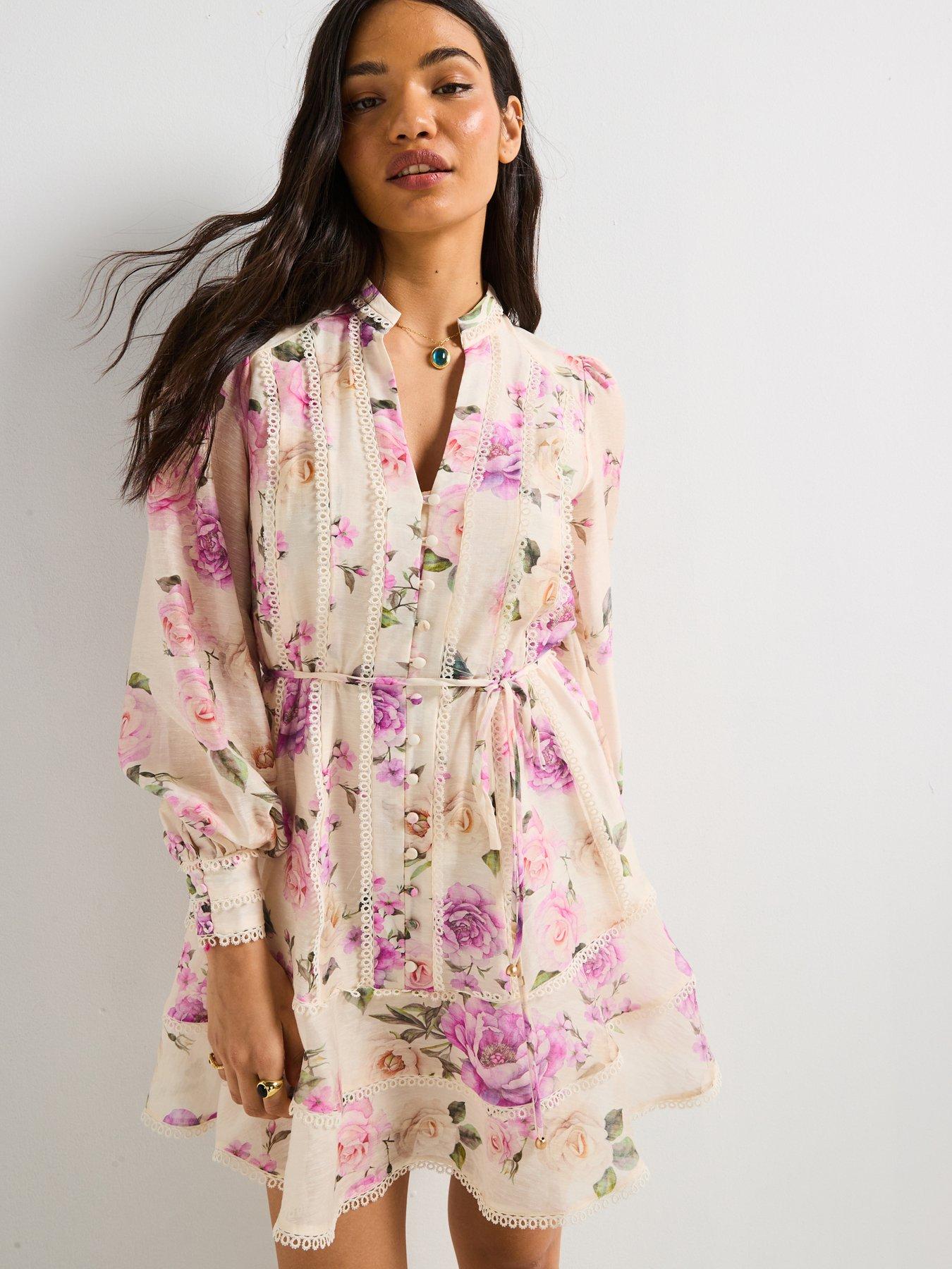 undefined Floral Belted Mini Dress