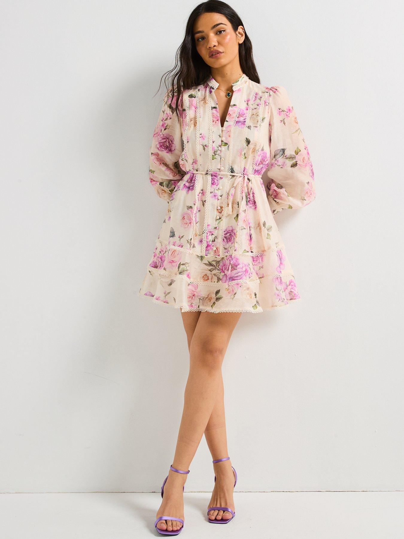 Garden Party Floral Belted Mini Dress