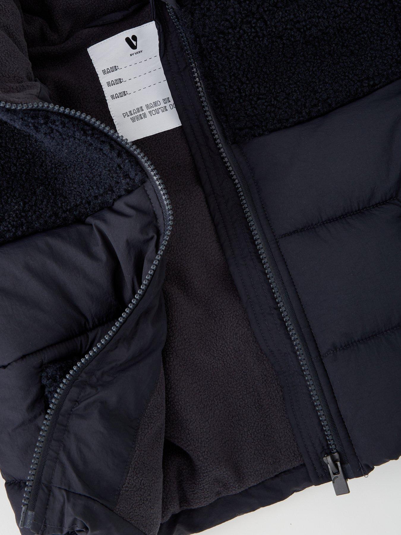 Image 3 of 4 of V by Very Boys Borg Detail Padded Short Length Jacket - Multi