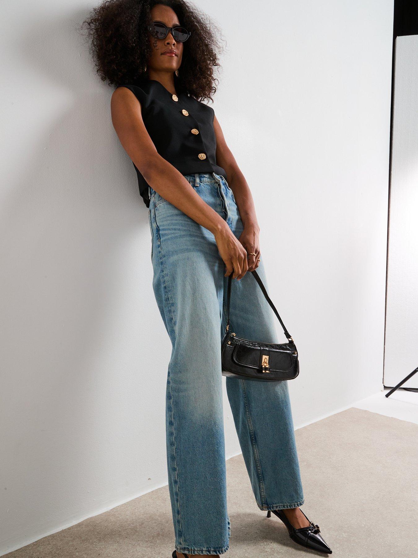 Image 3 of 6 of V by Very Round Neck Scoop Waistcoat with Statement Button - Black