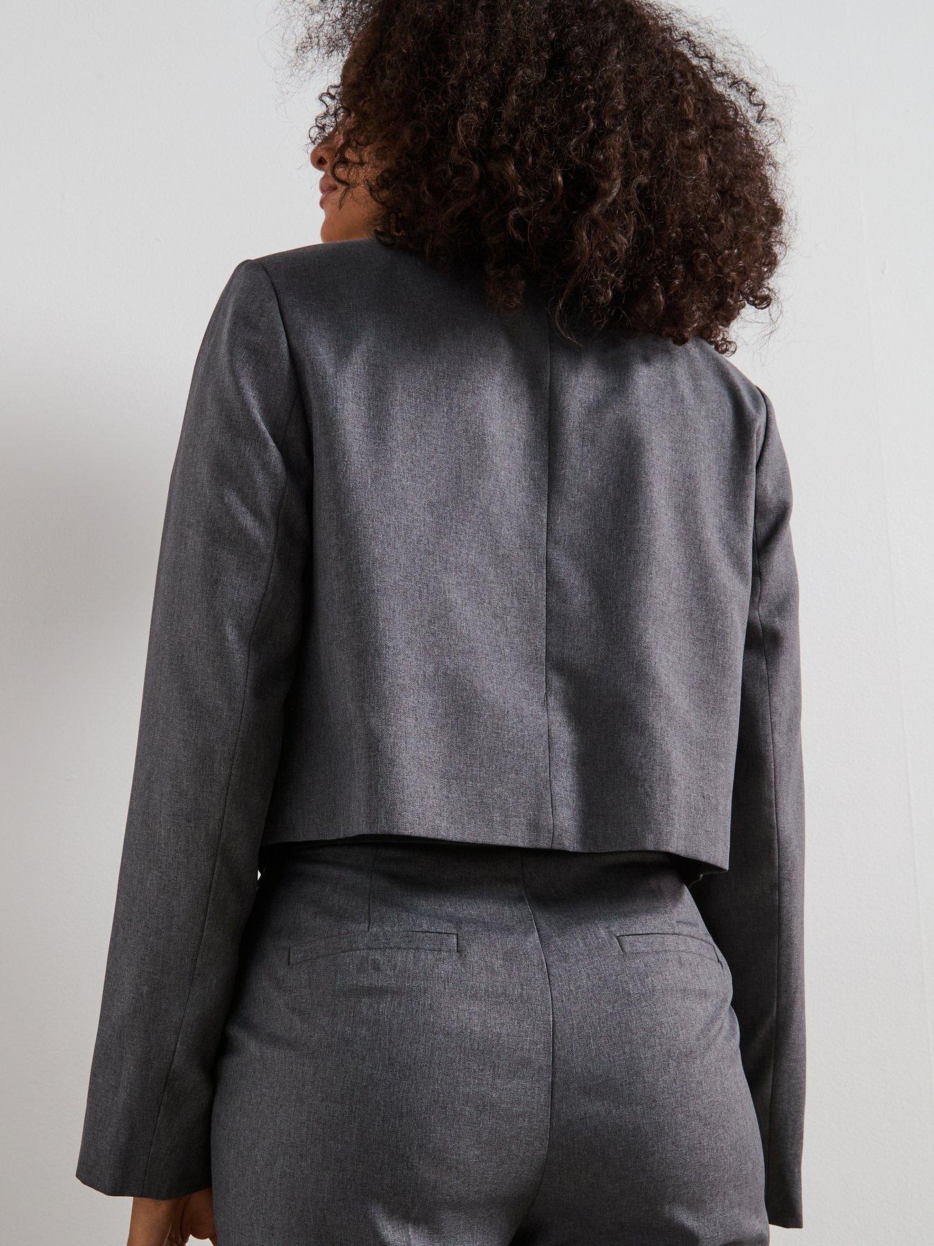 Image 2 of 6 of V by Very Collar Neck Cropped Jacket - Grey