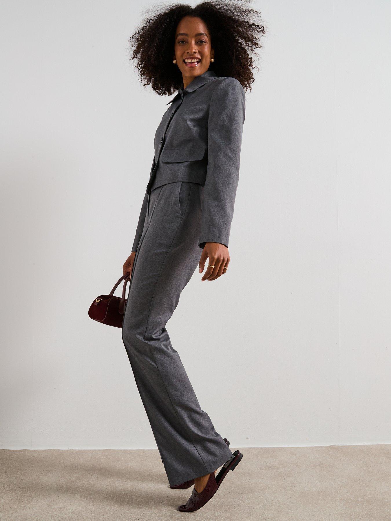 Image 6 of 6 of V by Very Collar Neck Cropped Jacket - Grey
