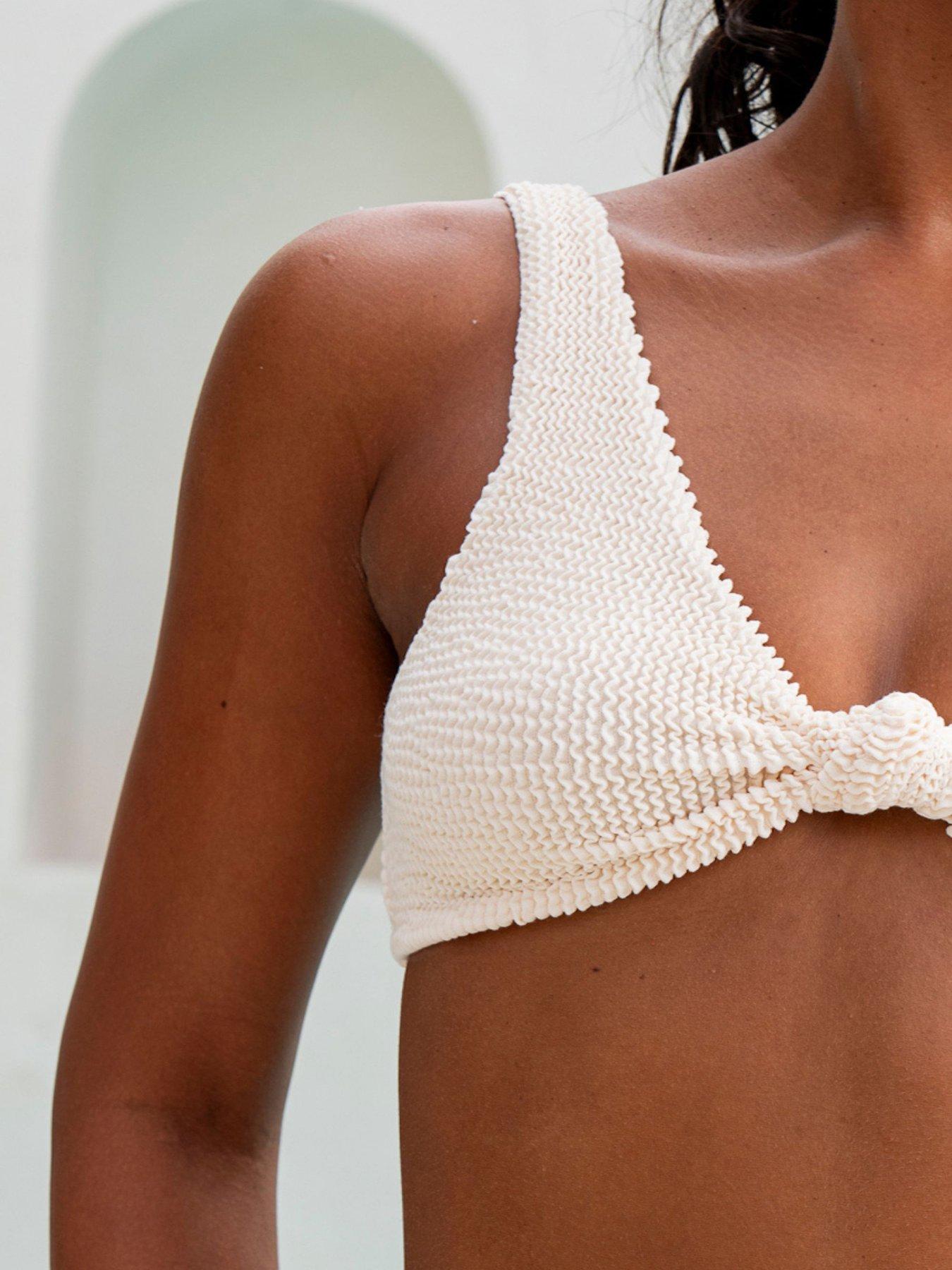 Image 6 of 6 of Moda Minx Scrunch Knot Bikini Top In Coconut - Brown