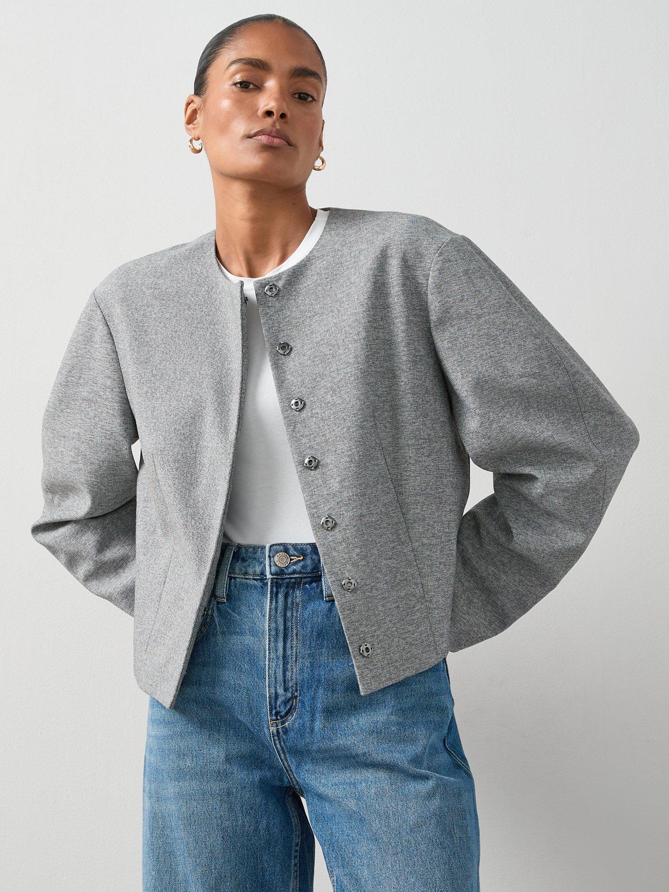 Image 1 of 6 of V by Very Round Neck Jackets - Grey