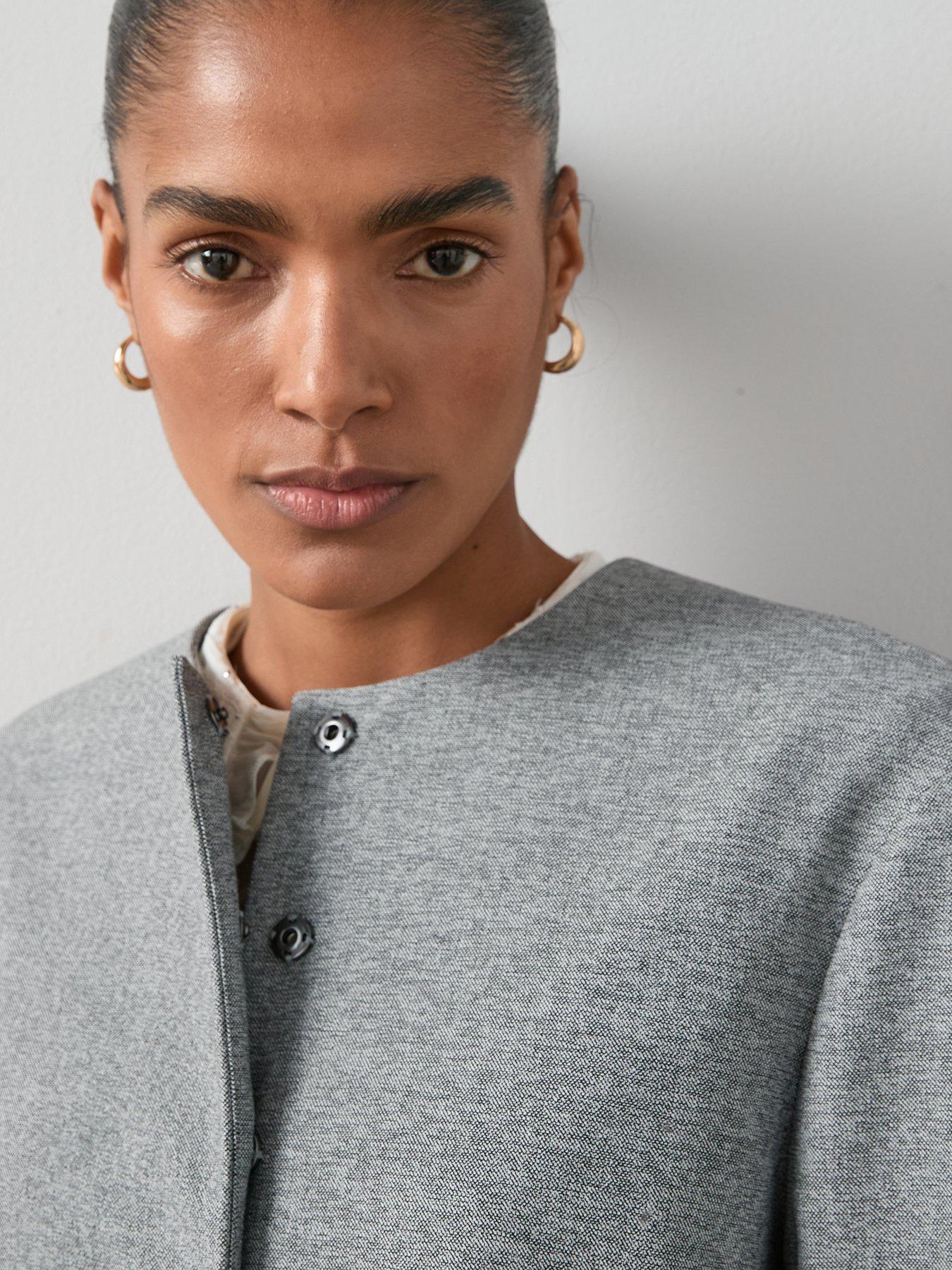 Image 4 of 6 of V by Very Round Neck Jackets - Grey