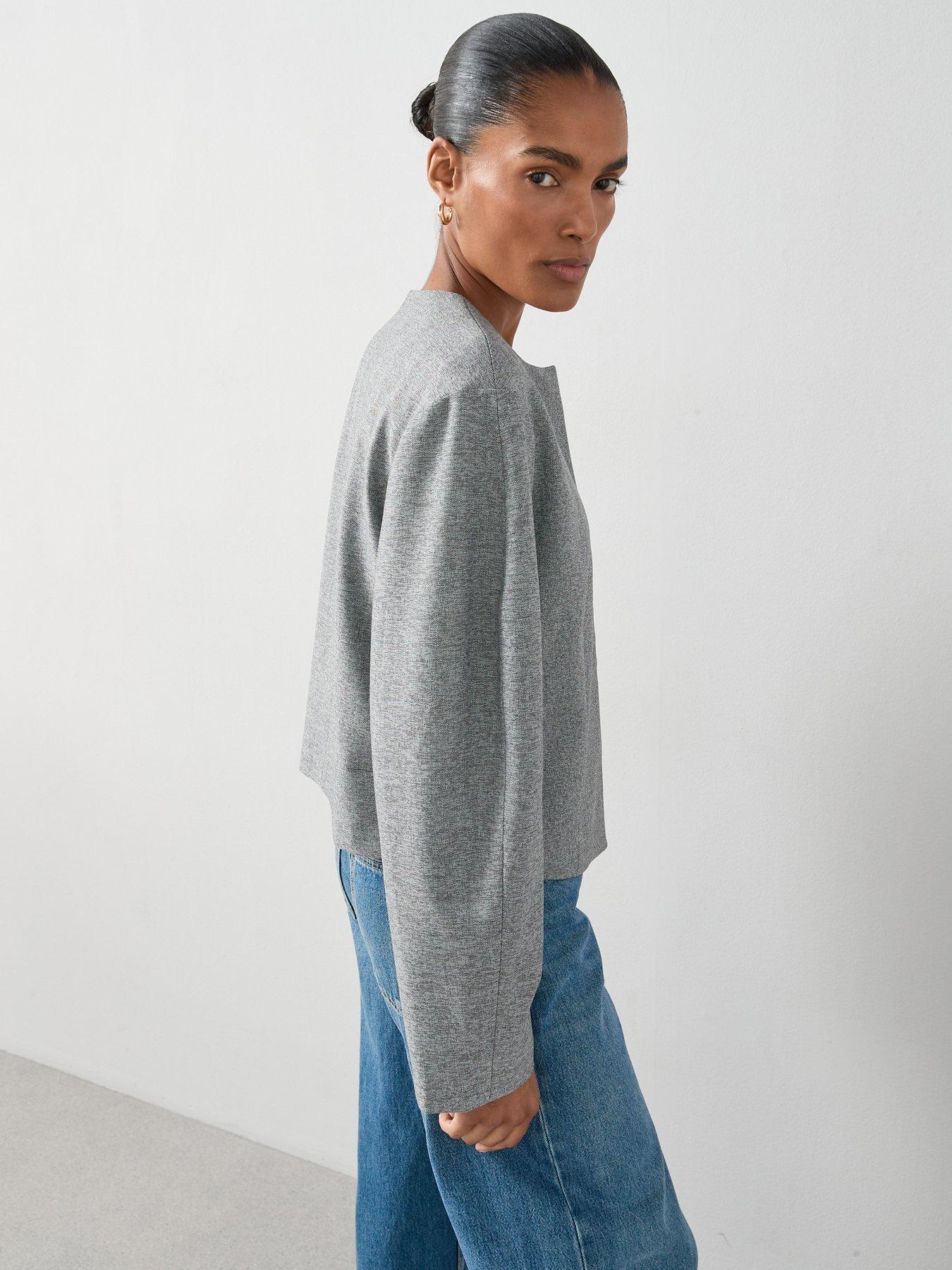 Image 6 of 6 of V by Very Round Neck Jackets - Grey