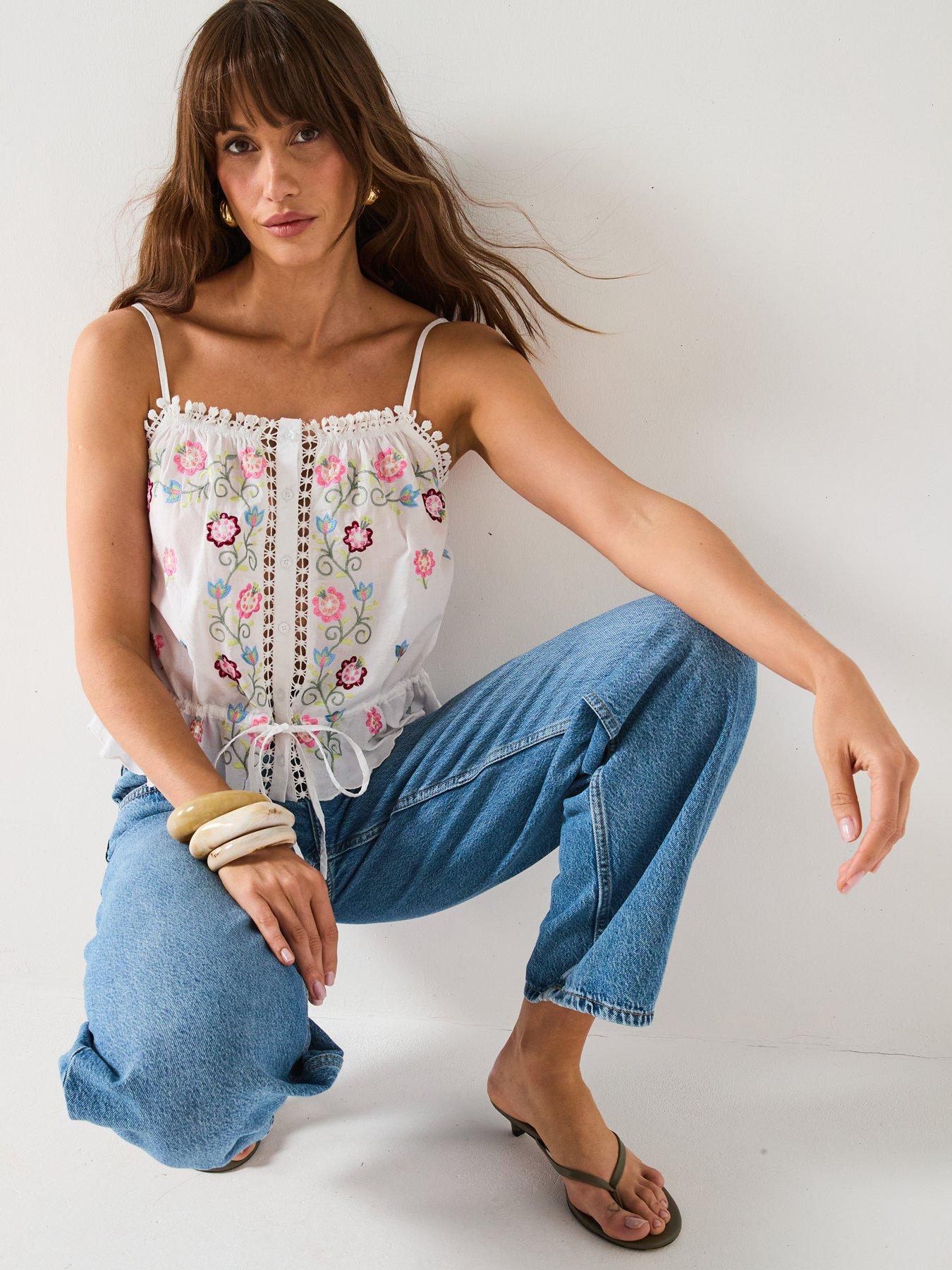 Image 4 of 6 of V by Very Embroidered Cami Top - Cream