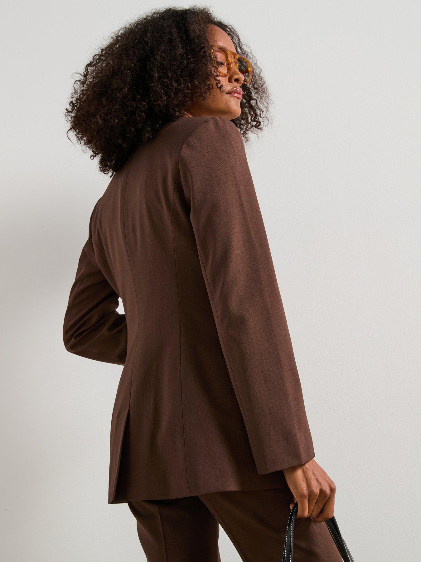 Image 2 of 6 of V by Very Sculpted Blazer - Brown