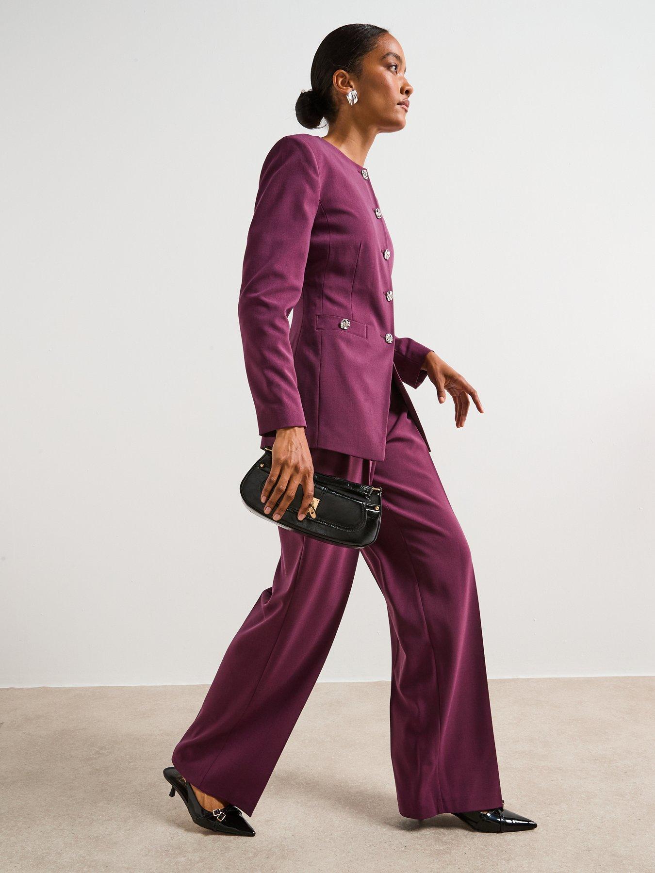 Image 3 of 6 of V by Very Collarless Cinched Blazer - Purple