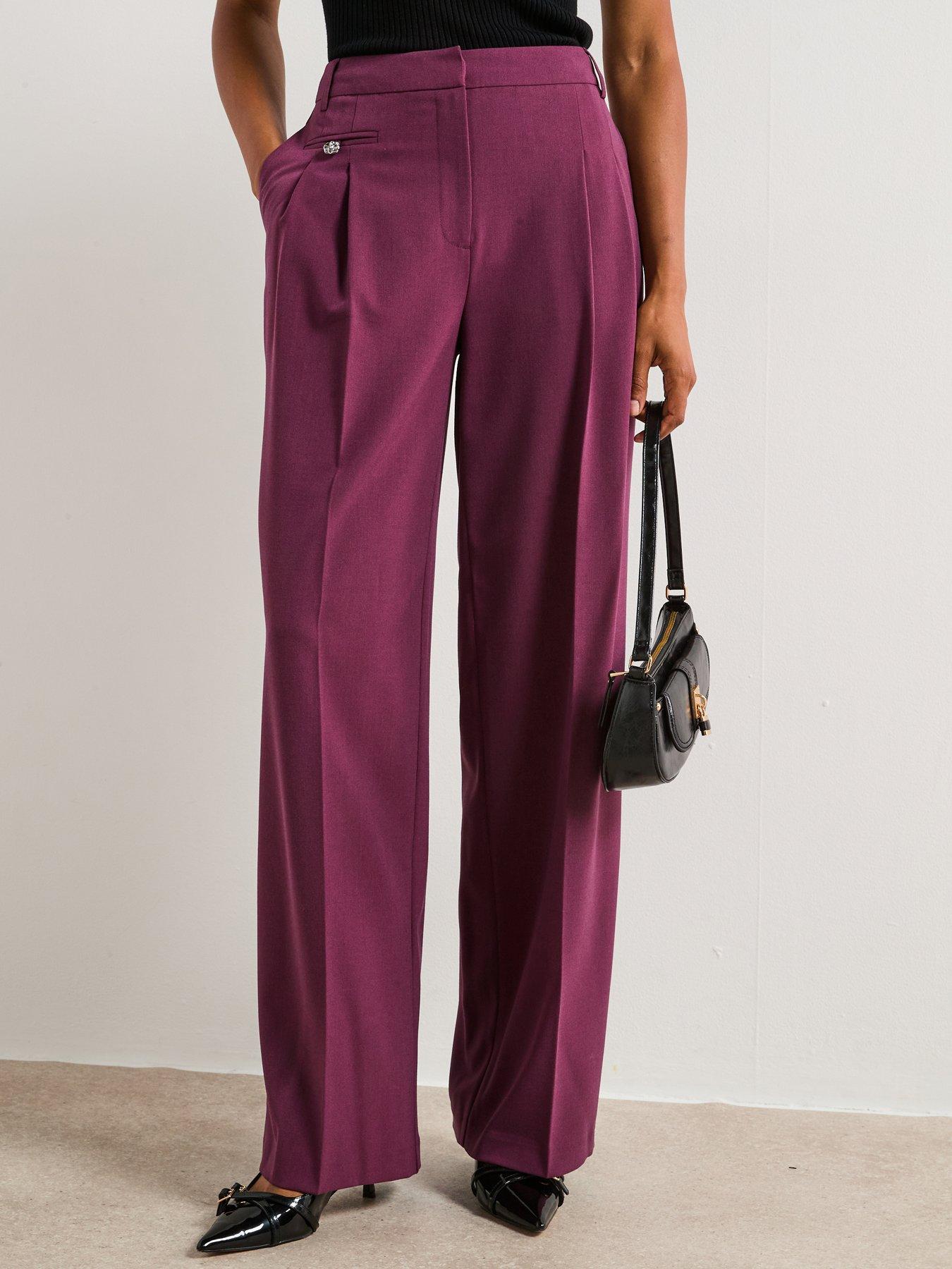 undefined Wide Leg Trouser - Purple