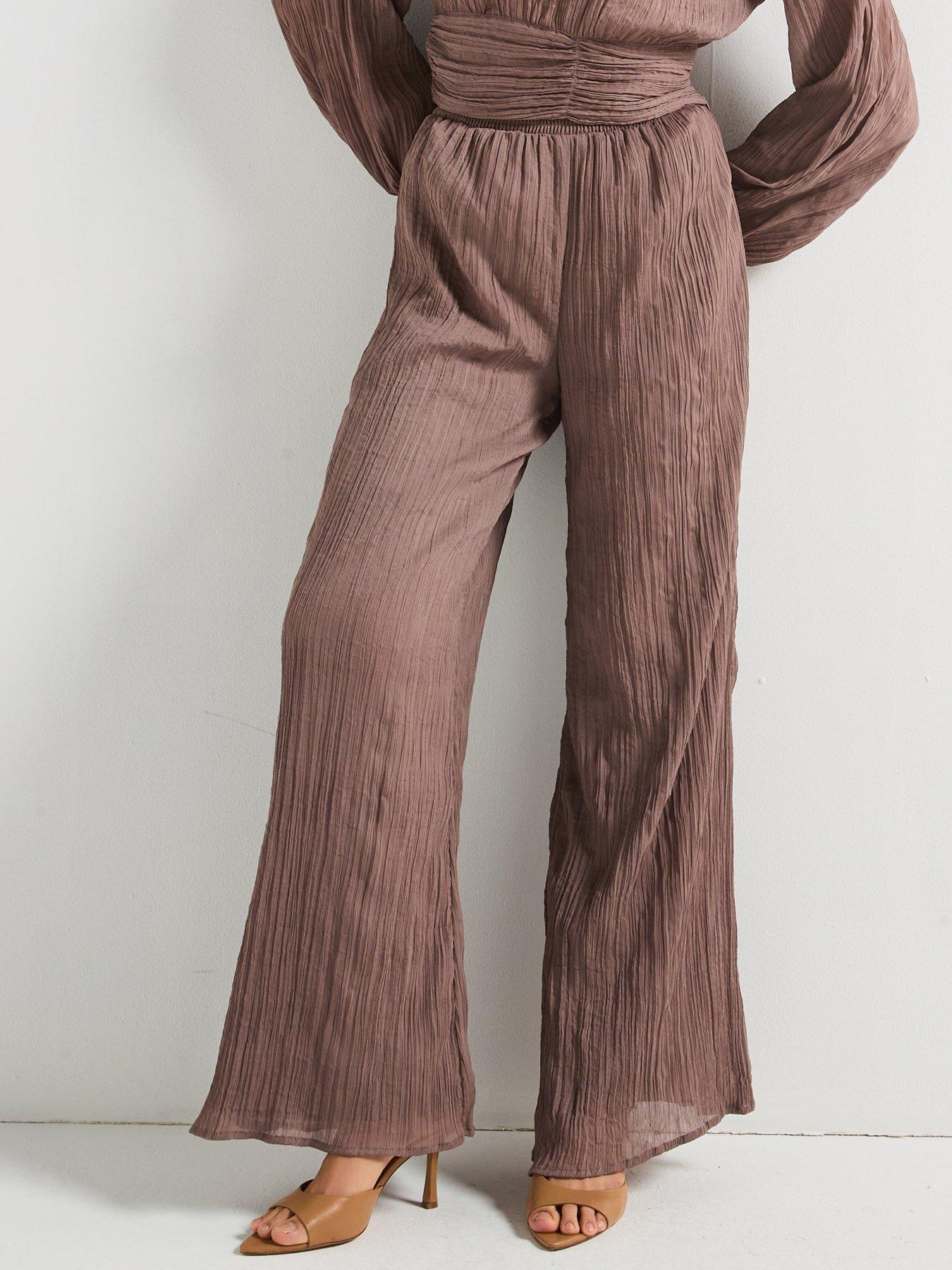 V by Very: Pleated Trouser - Brown