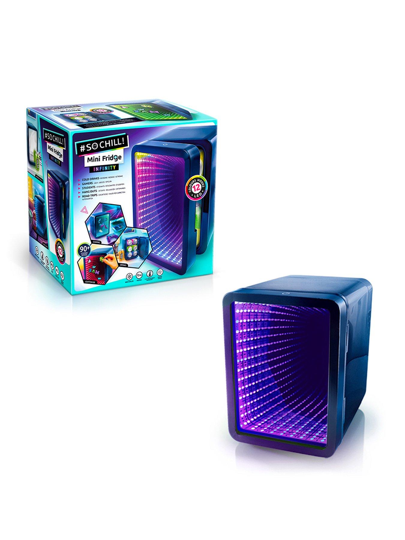 Image 1 of 8 of So Chill Mini Fridge Infinity - Chills 6 Regular Cans, Mirror Effect LED&nbsp;Door - Dark Blue