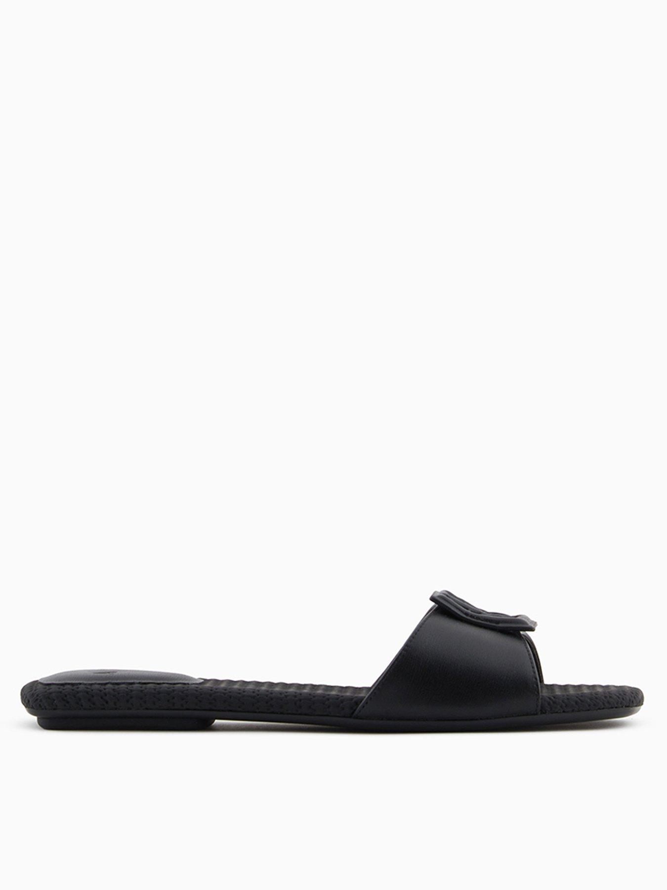 undefined Logo Flat Sandal - Black