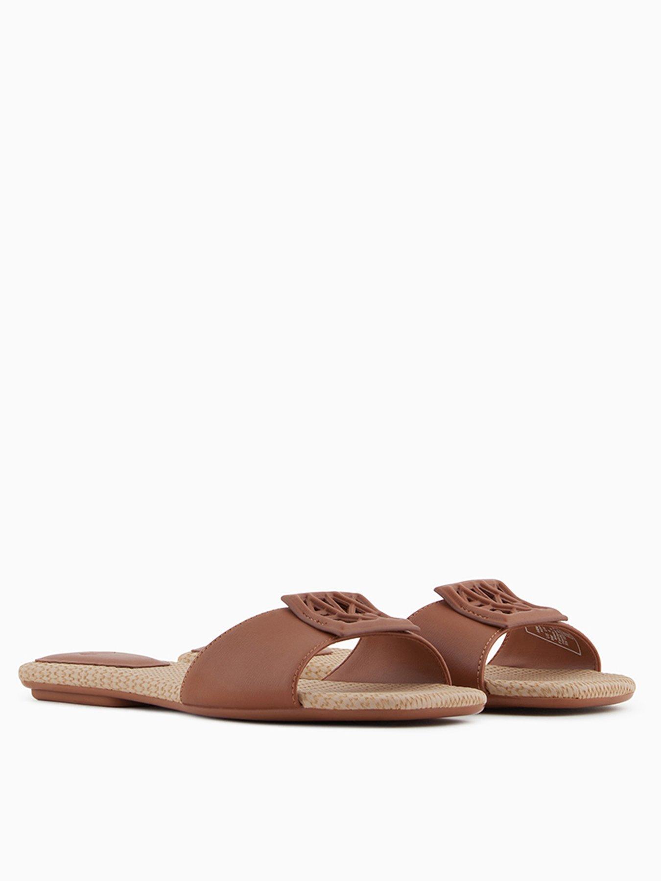 undefined Logo Flat Sandals - Brown