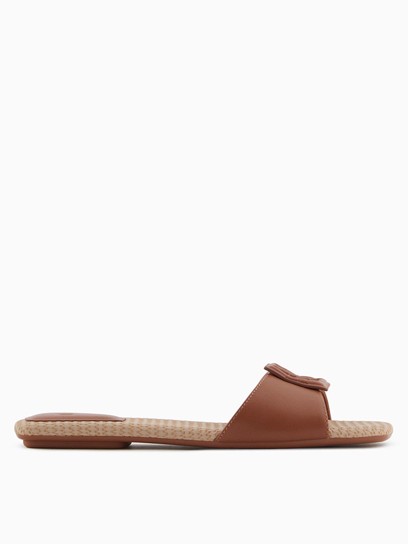 undefined Logo Flat Sandal - Brown