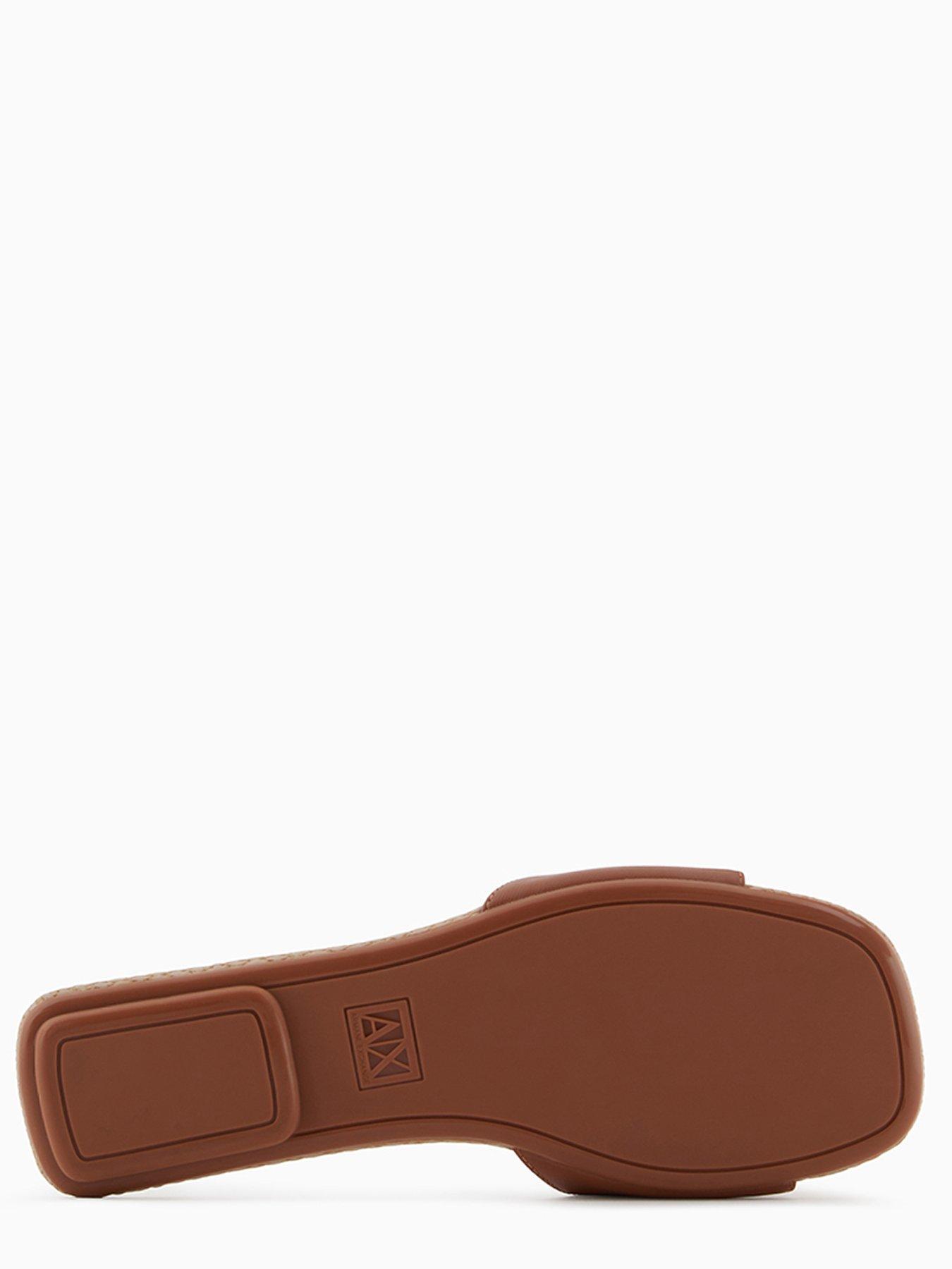 Image 5 of 6 of Armani Exchange Logo Flat Sandals - Brown