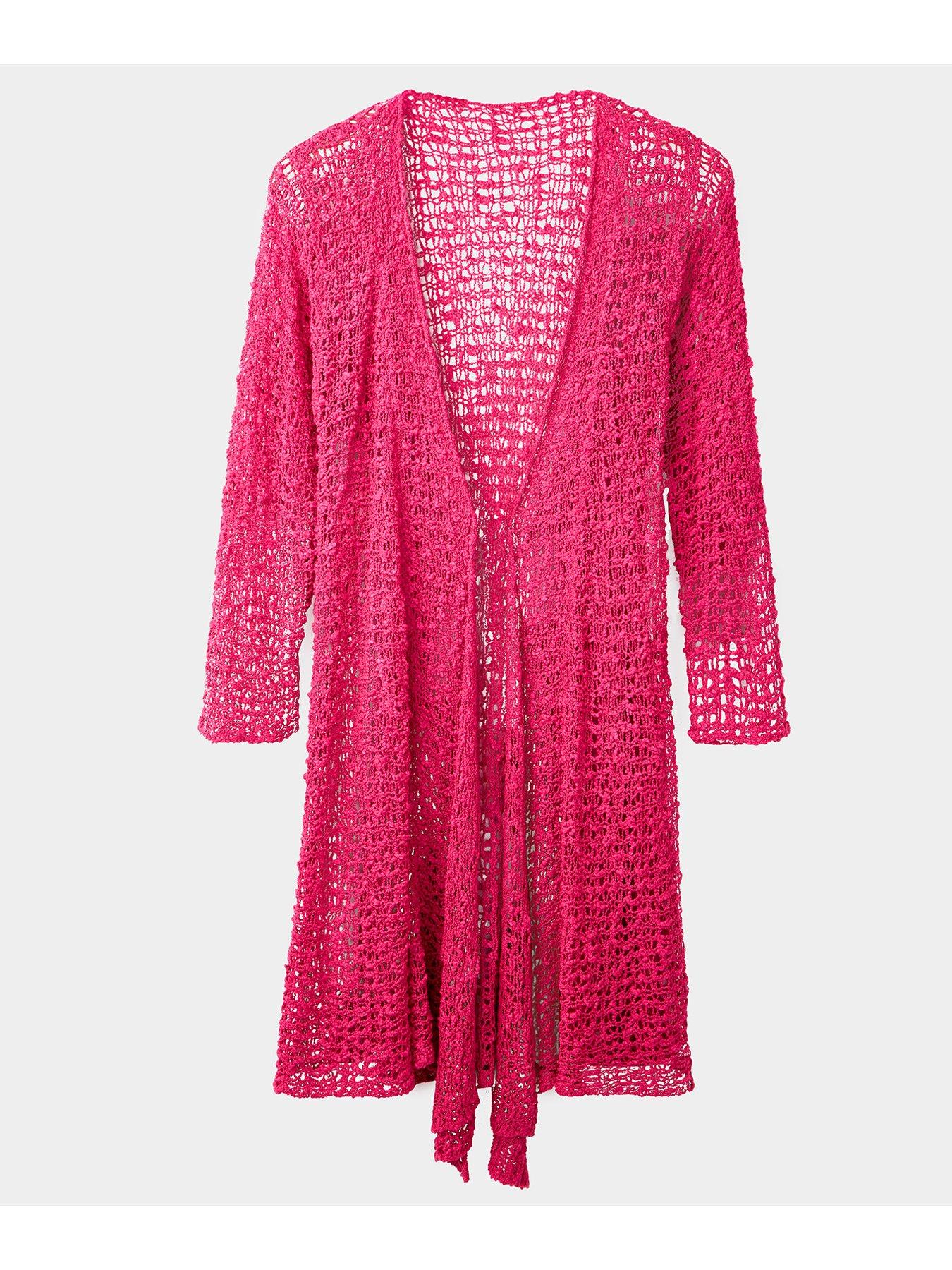 Image 3 of 3 of Joe Browns Breezy Popcorn Long Cardigan - Hot Pink