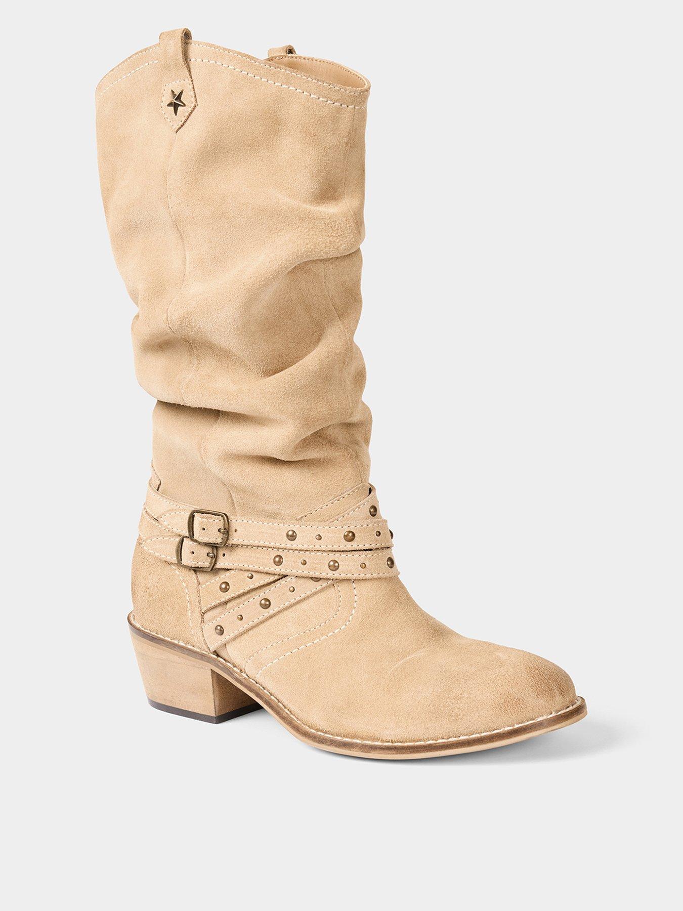 Joe Browns Beaumont Slouch Suede Boots - Stone