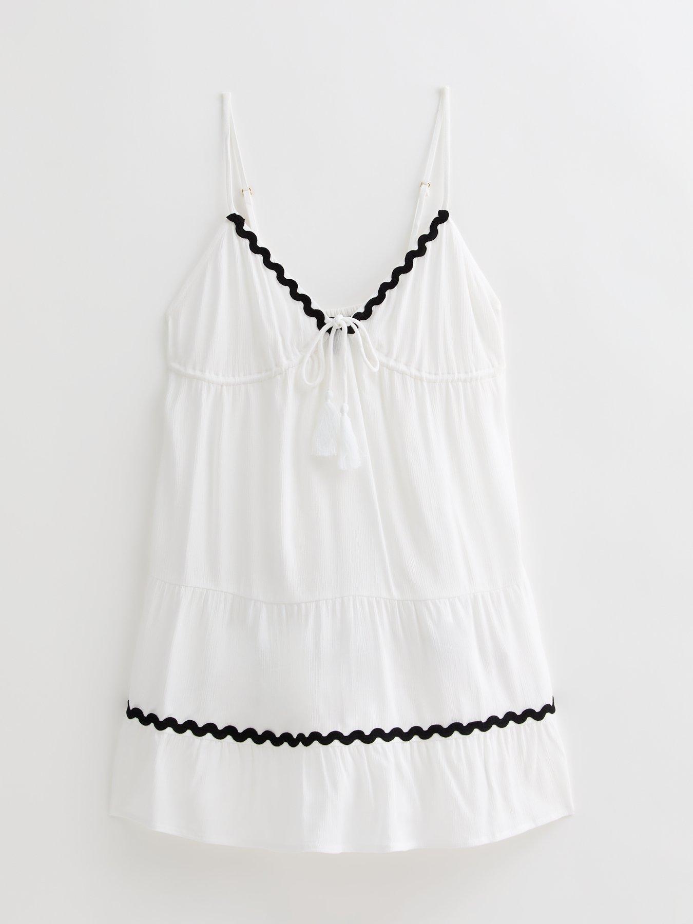 Image 6 of 6 of New Look White Crinkled Mini Beach Dress