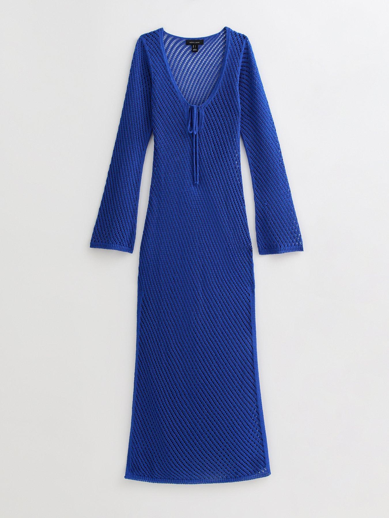 blue cheese dressing weight watchers points Milly Cabana Crochet Mini Long Sleeve Cover-Up Dress Large main image 0