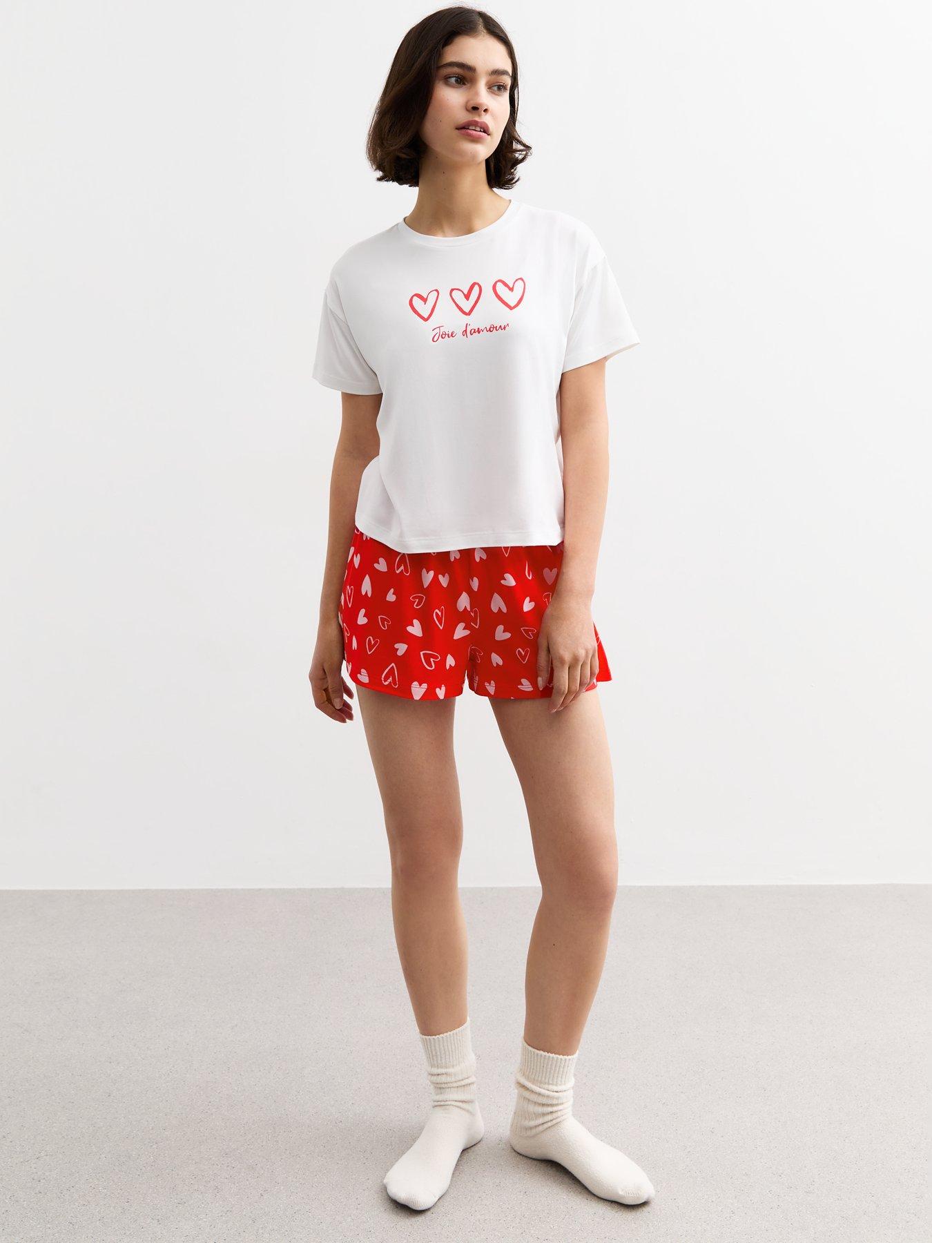 Image 3 of 6 of New Look Red Heart Print Pyjamas