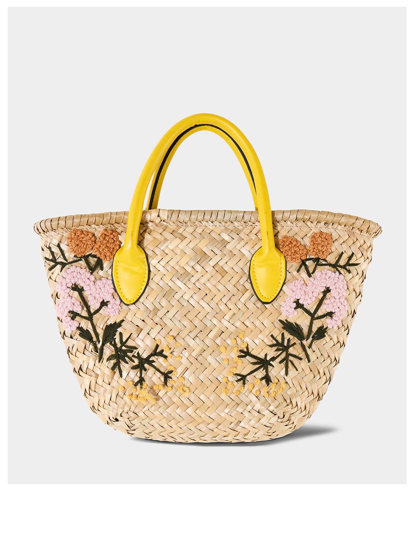undefined Embroidered Basket Bag - Yellow Multi