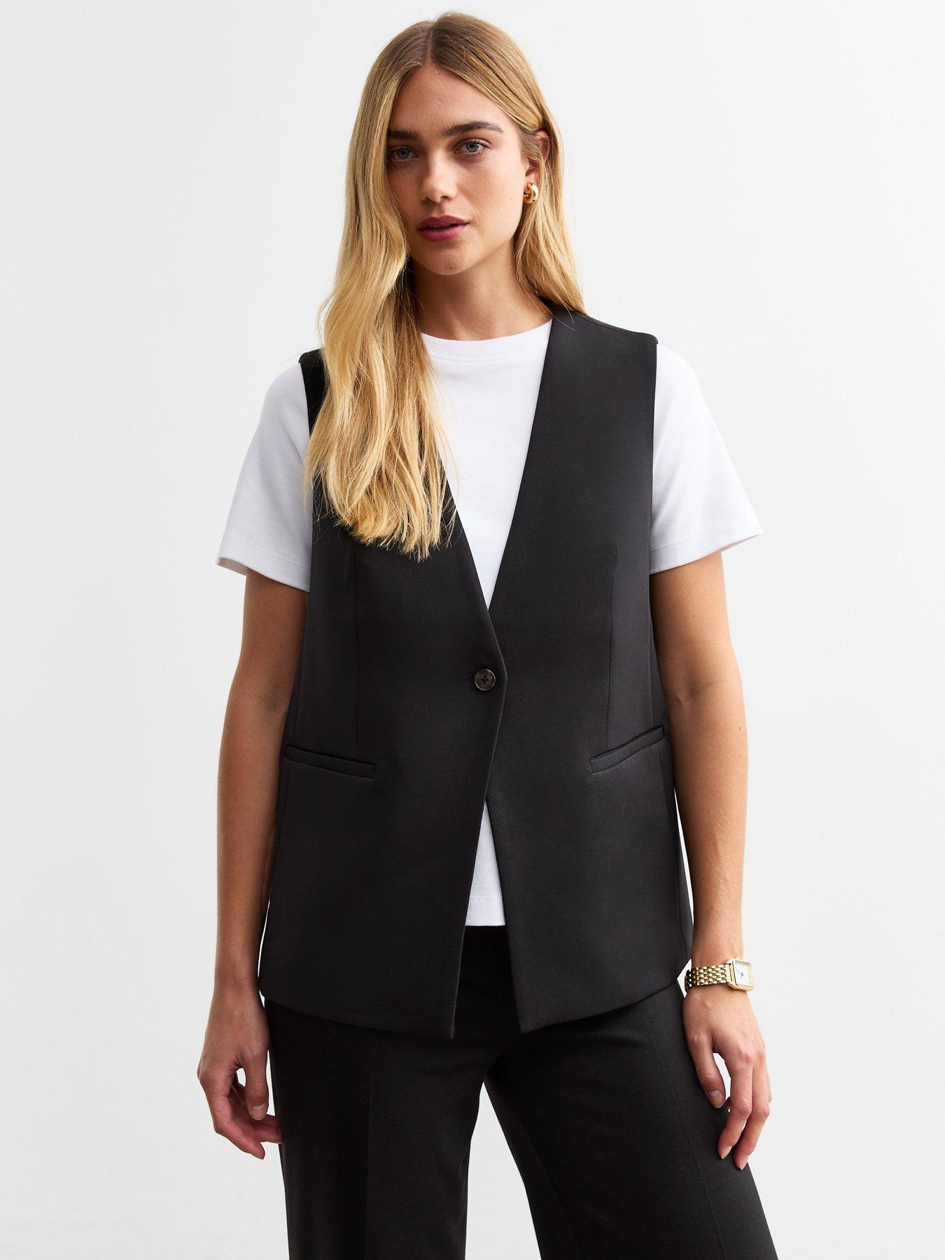 Tecla | Black Button-Up Tailored Waistcoat
