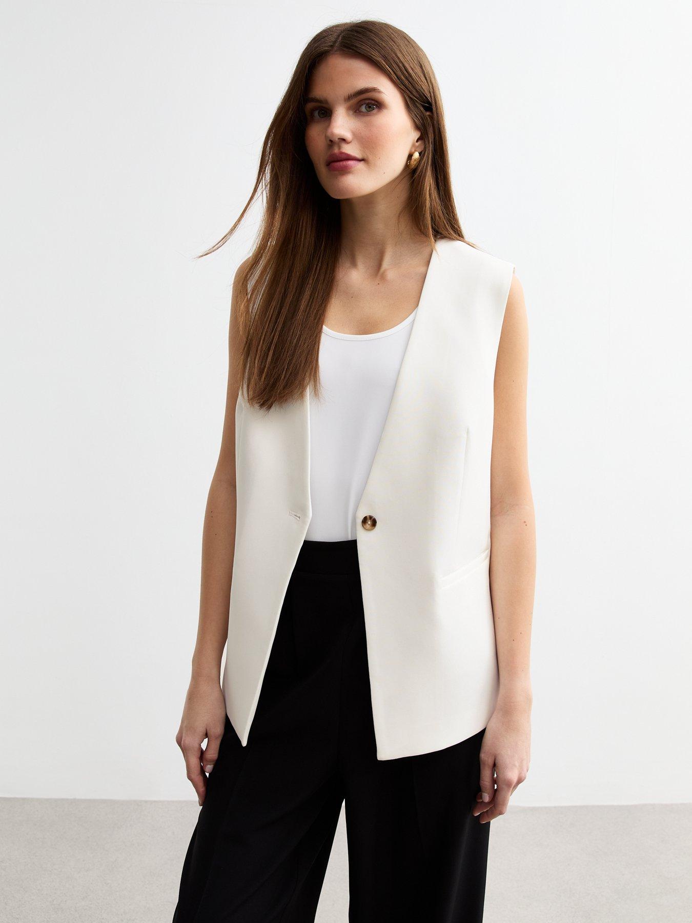 undefined One Button Tailored Waistcoat - White