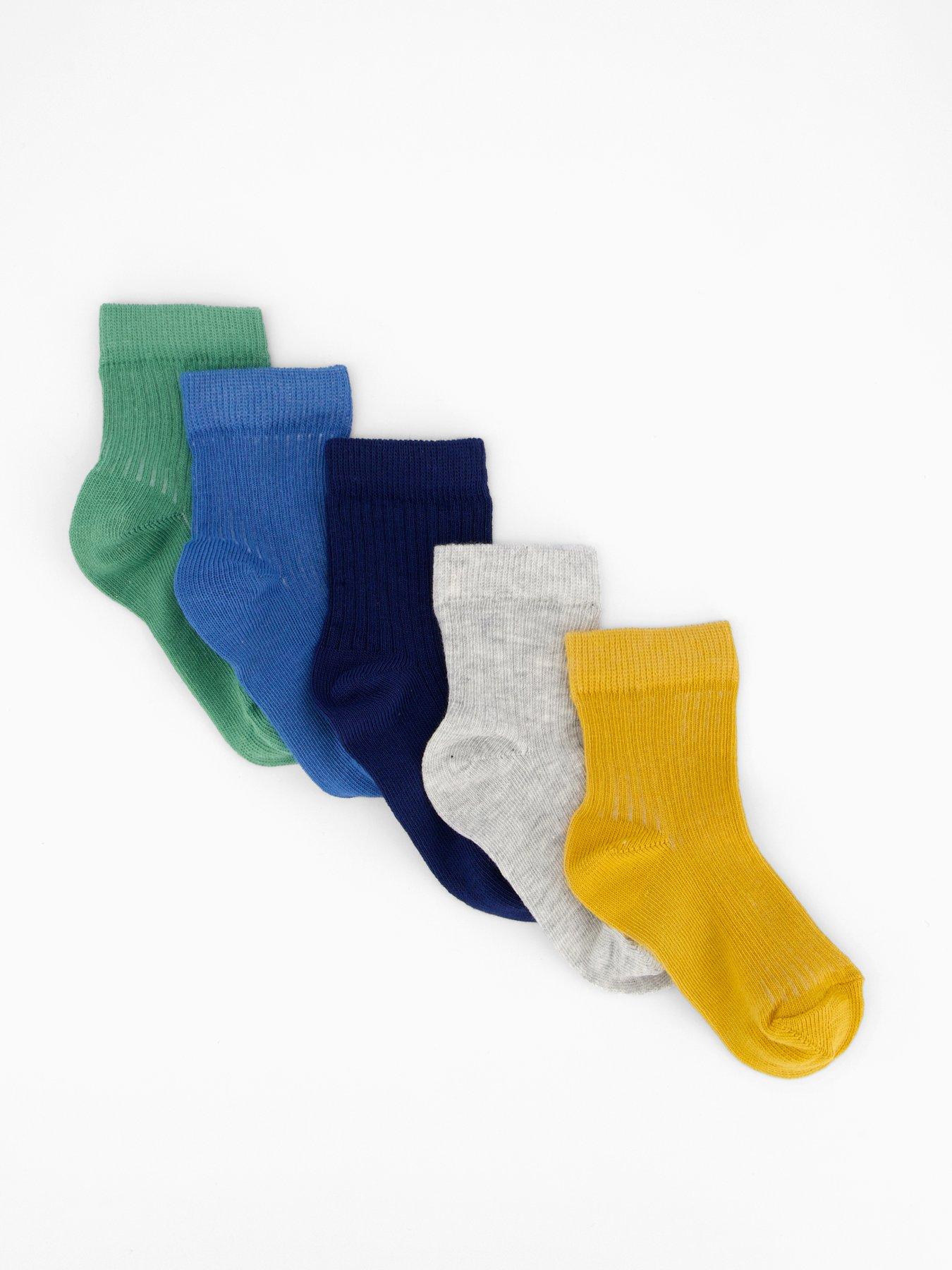 undefined Boys Colour 5 Pack Rib Socks - Multi