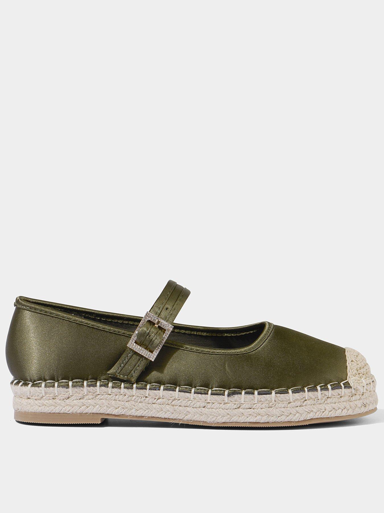 Joe Browns Selina Satin Espadrille Shoes - Dark Green