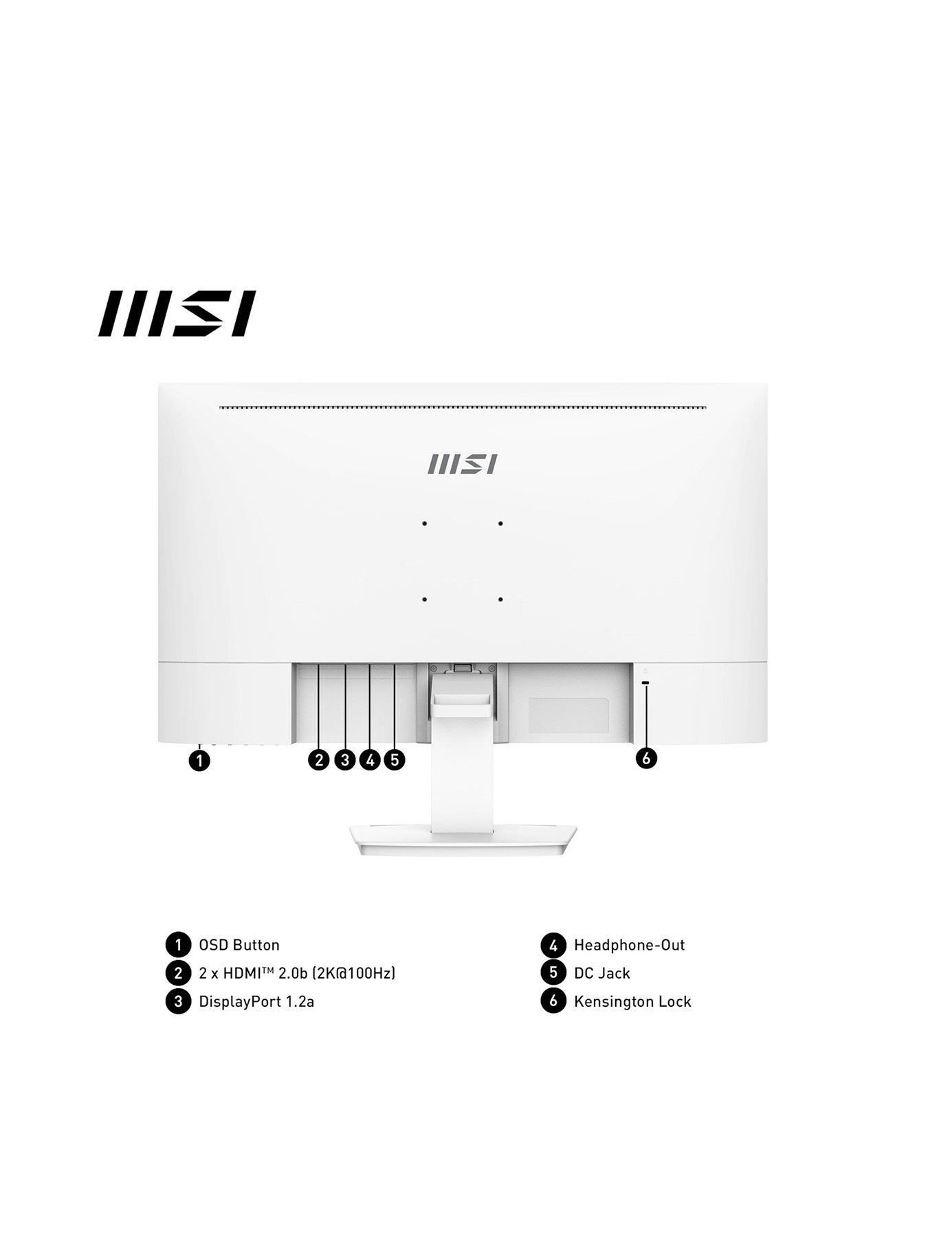MSI PRO MP273QW E2 - 27in - WQHD - 100Hz - Flat Monitor - White | Very