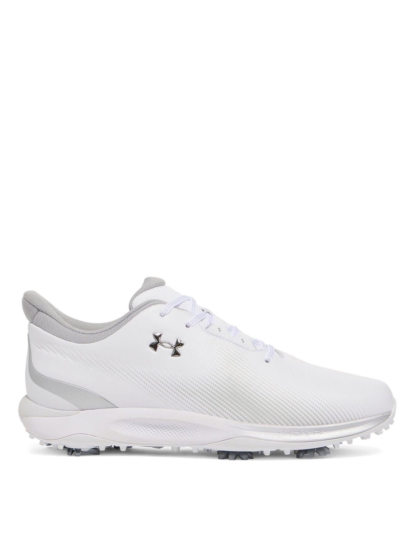 Image of UNDER ARMOUR Mens Golf Drive Fade Trainers- White, WHITE /METALLIC SILVER, Size 10