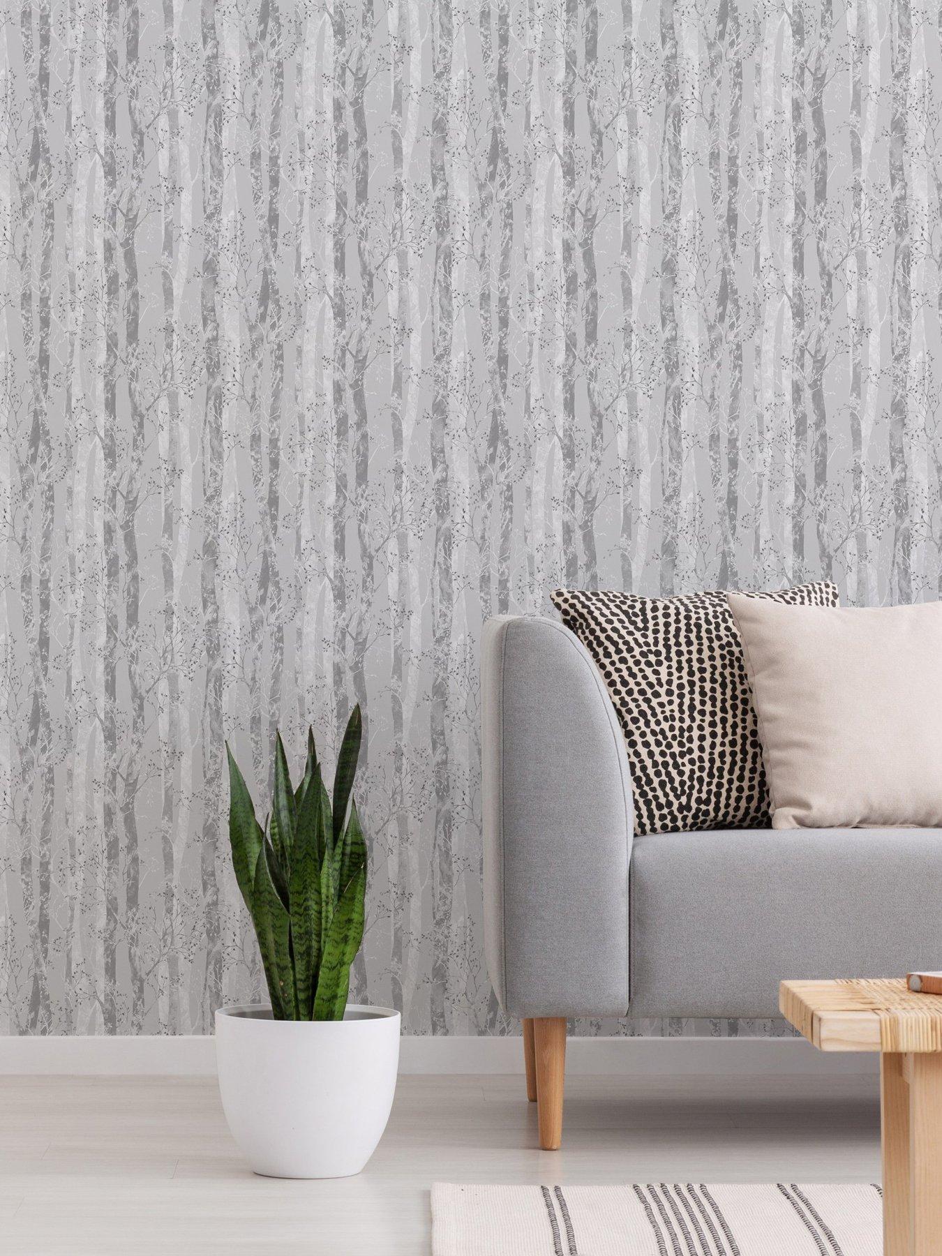 undefined Dappled Trees - Grey / Silver Wallpaper