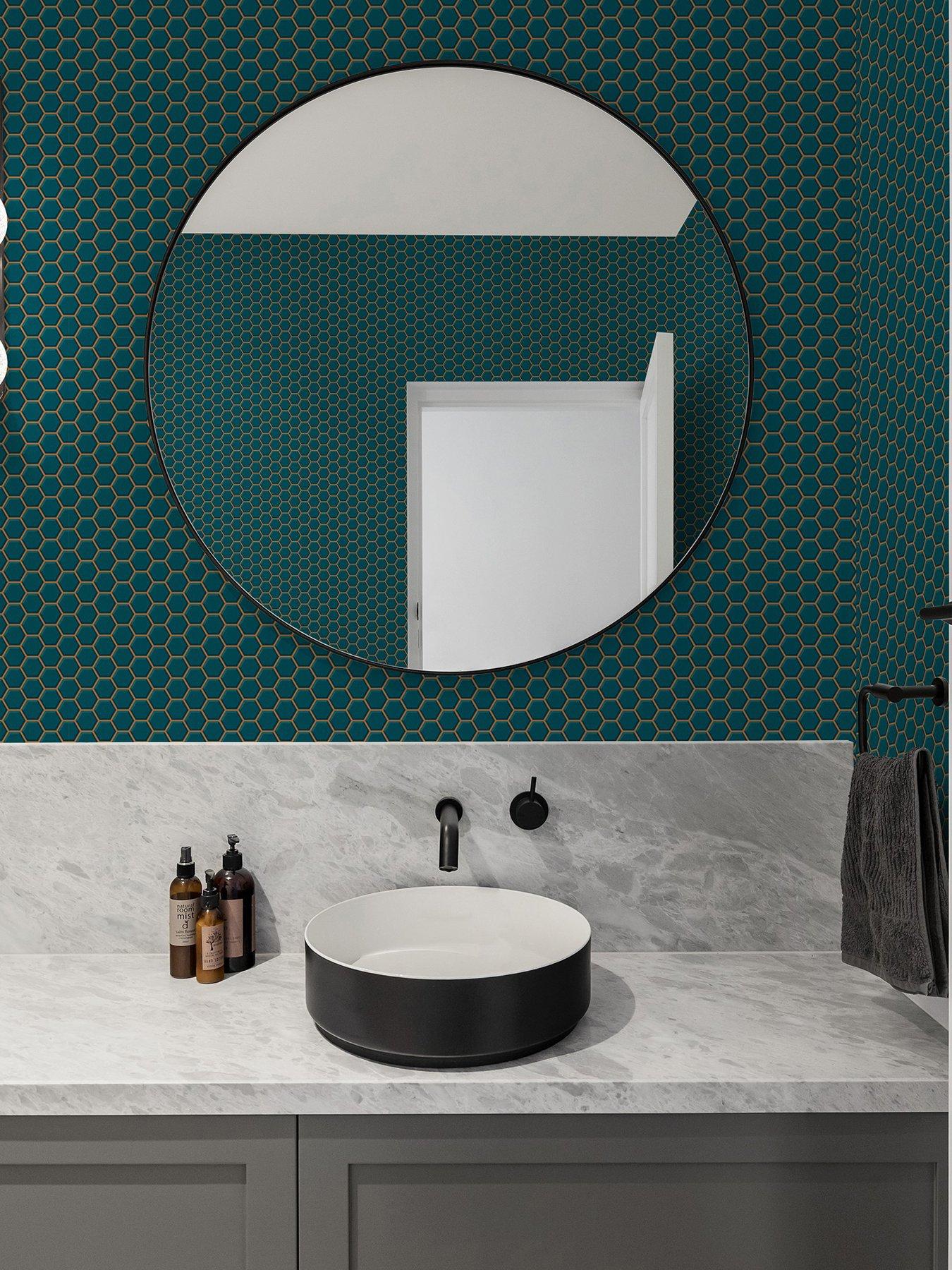Contour Hexagon Lattice - Teal Wallpaper