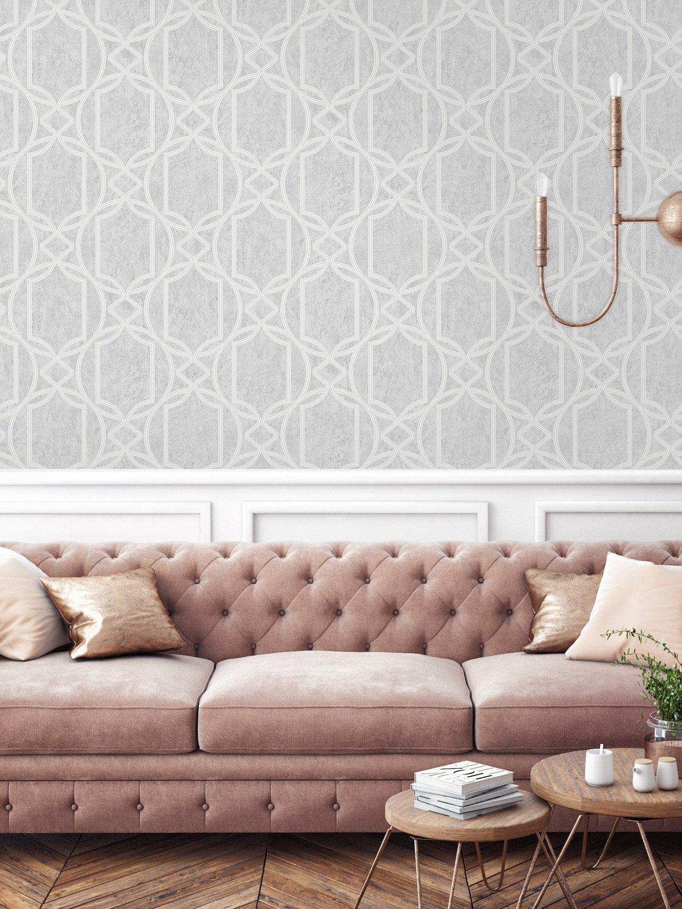 undefined Deco Geo - Soft Grey Wallpaper