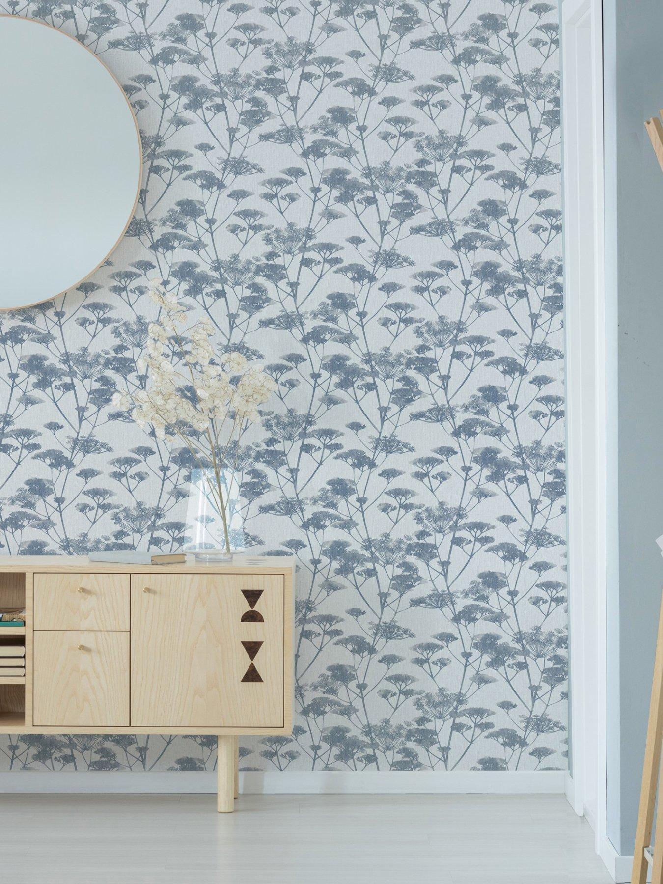 undefined Meadow Silhouette - Blue / Grey Wallpaper