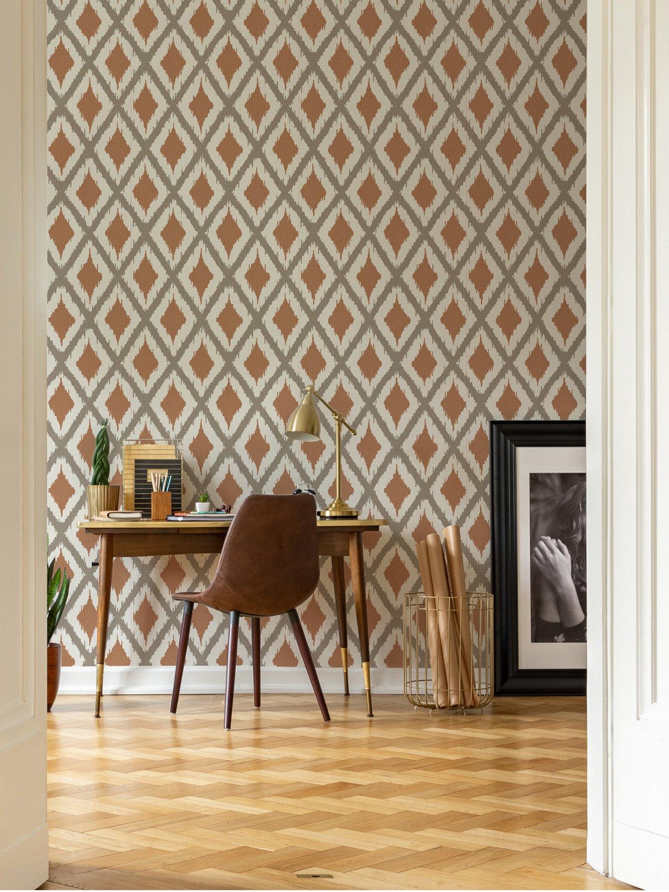 undefined Ikat - Rust Wallpaper