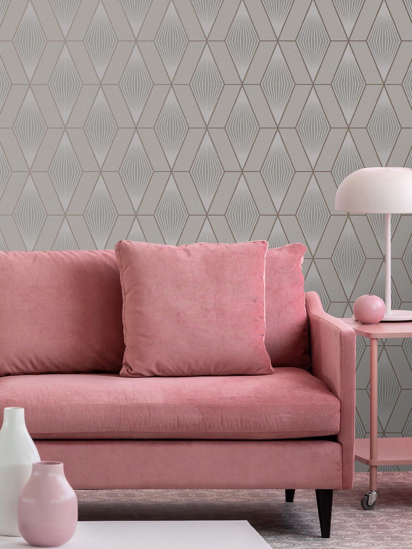 undefined Glitter Diamond - Taupe/Rose Gold Wallpaper