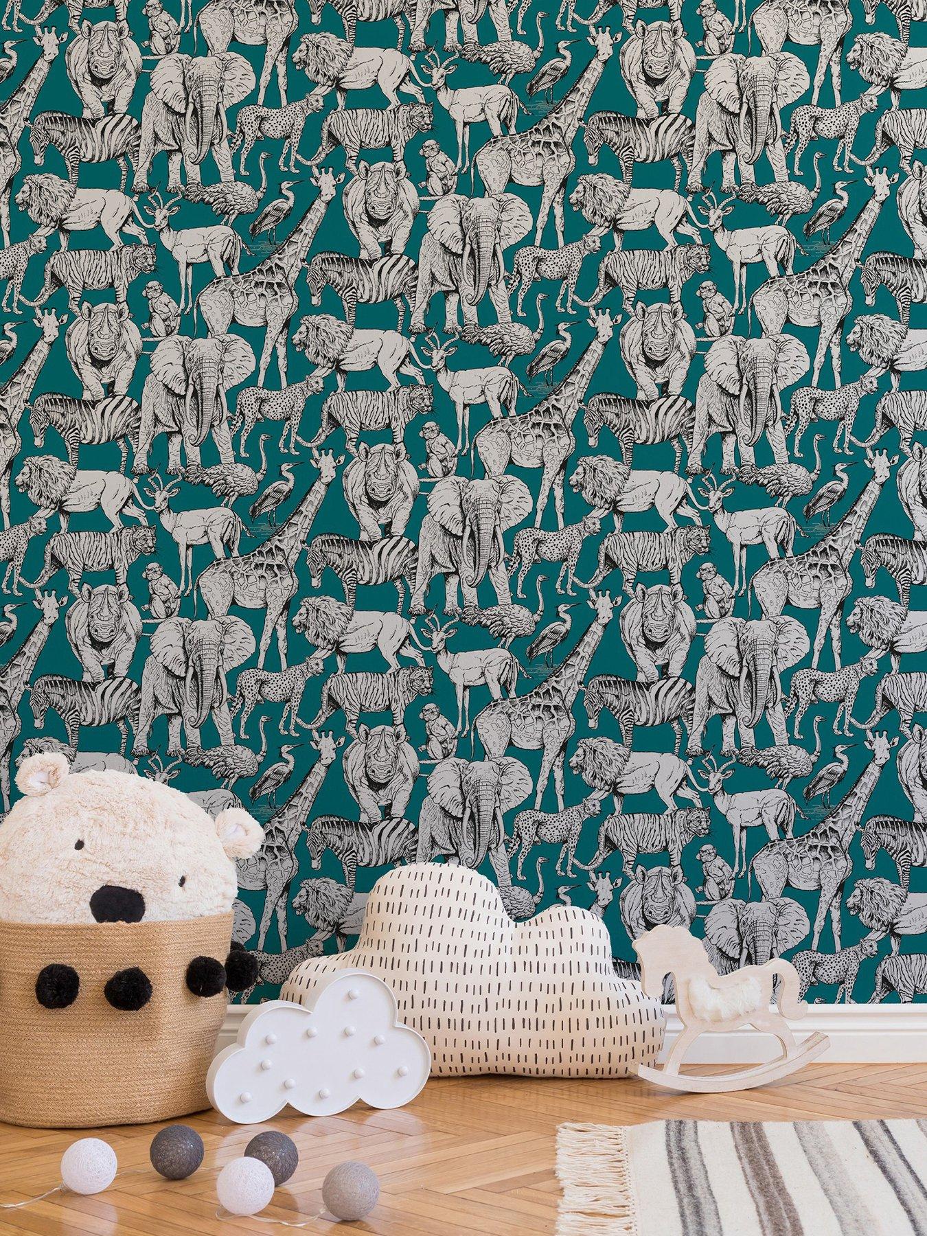 Image 1 of 3 of Superfresco Easy Jungle Animals - Vert Wallpaper