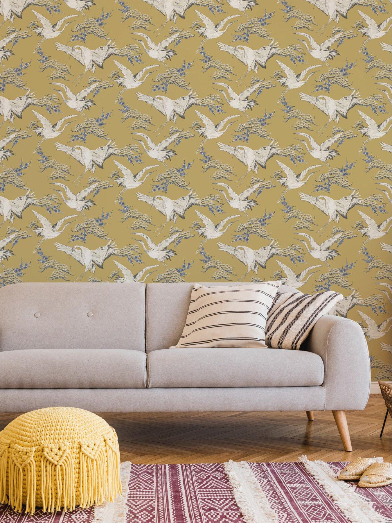 undefined Cranes- Ochre Wallpaper