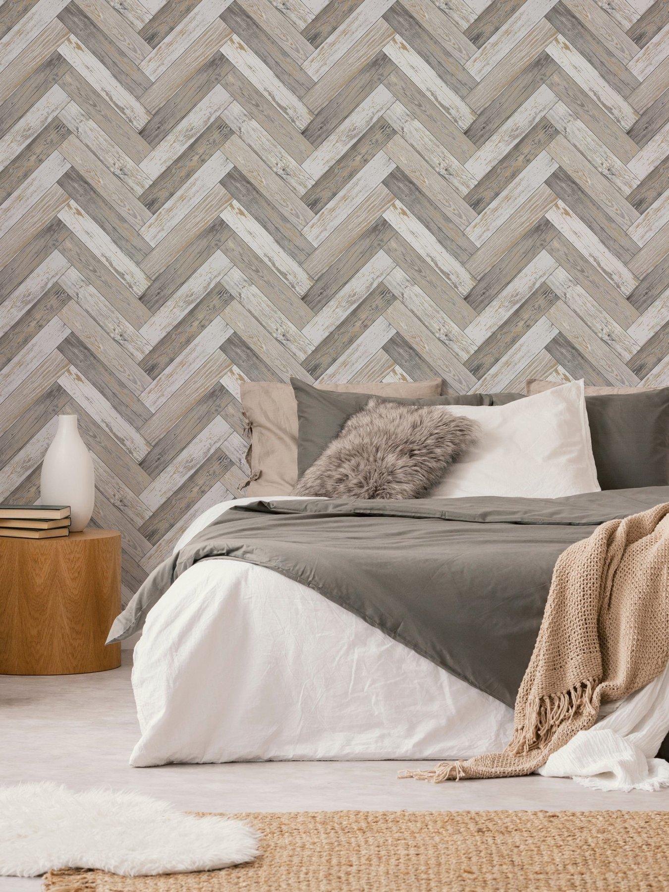 undefined Rustic Parquet - Natural / Gold Wallpaper