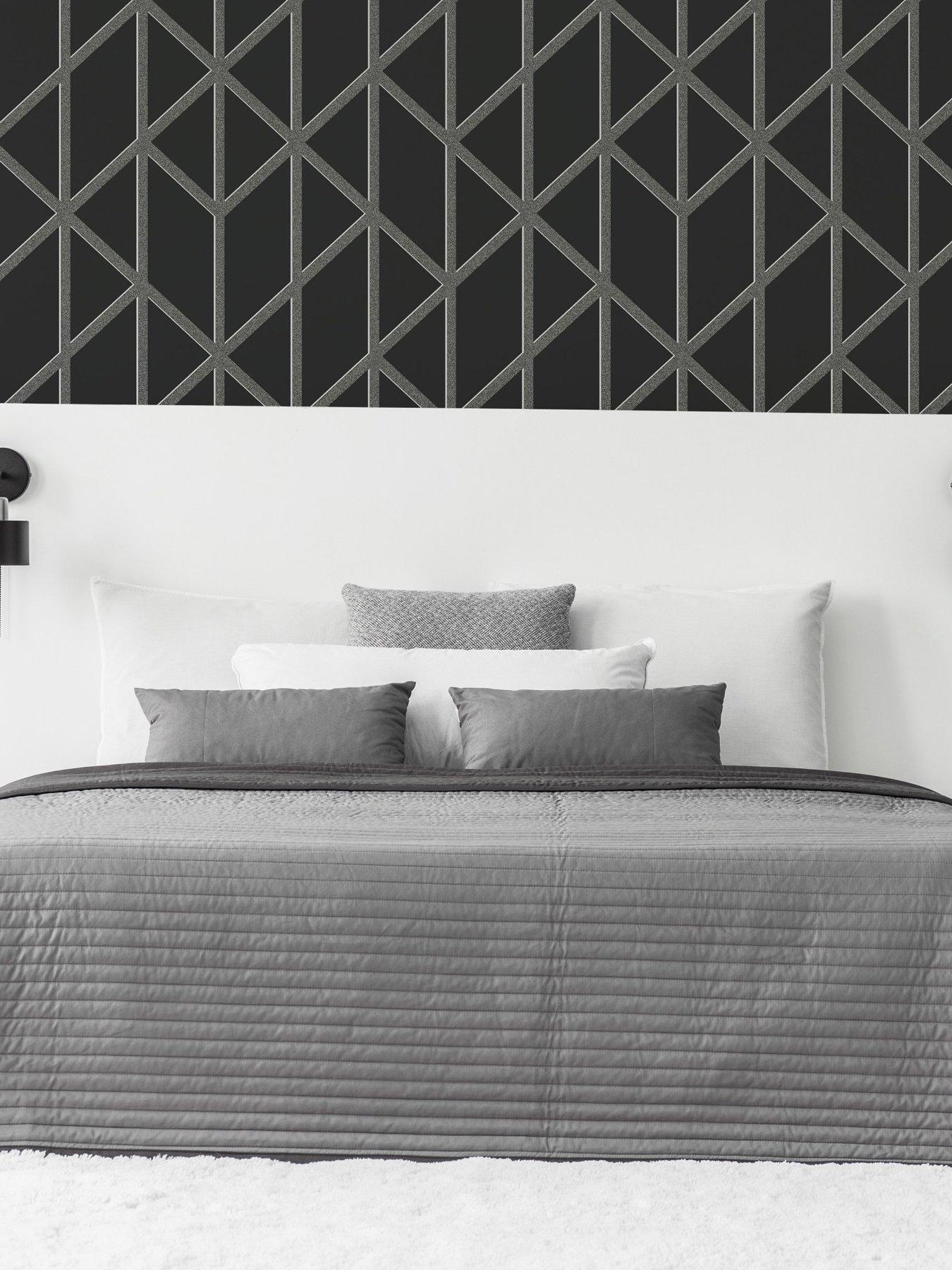 Superfresco Panel Glitter Geo - Charcoal Wallpaper