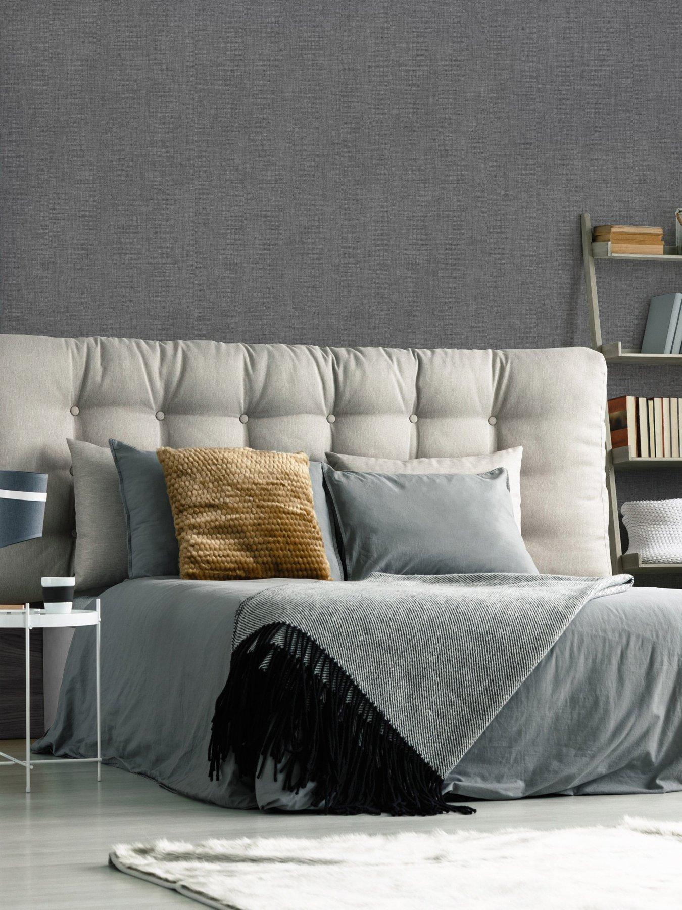 Superfresco Linen Glitter Plain - Charcoal Wallpaper