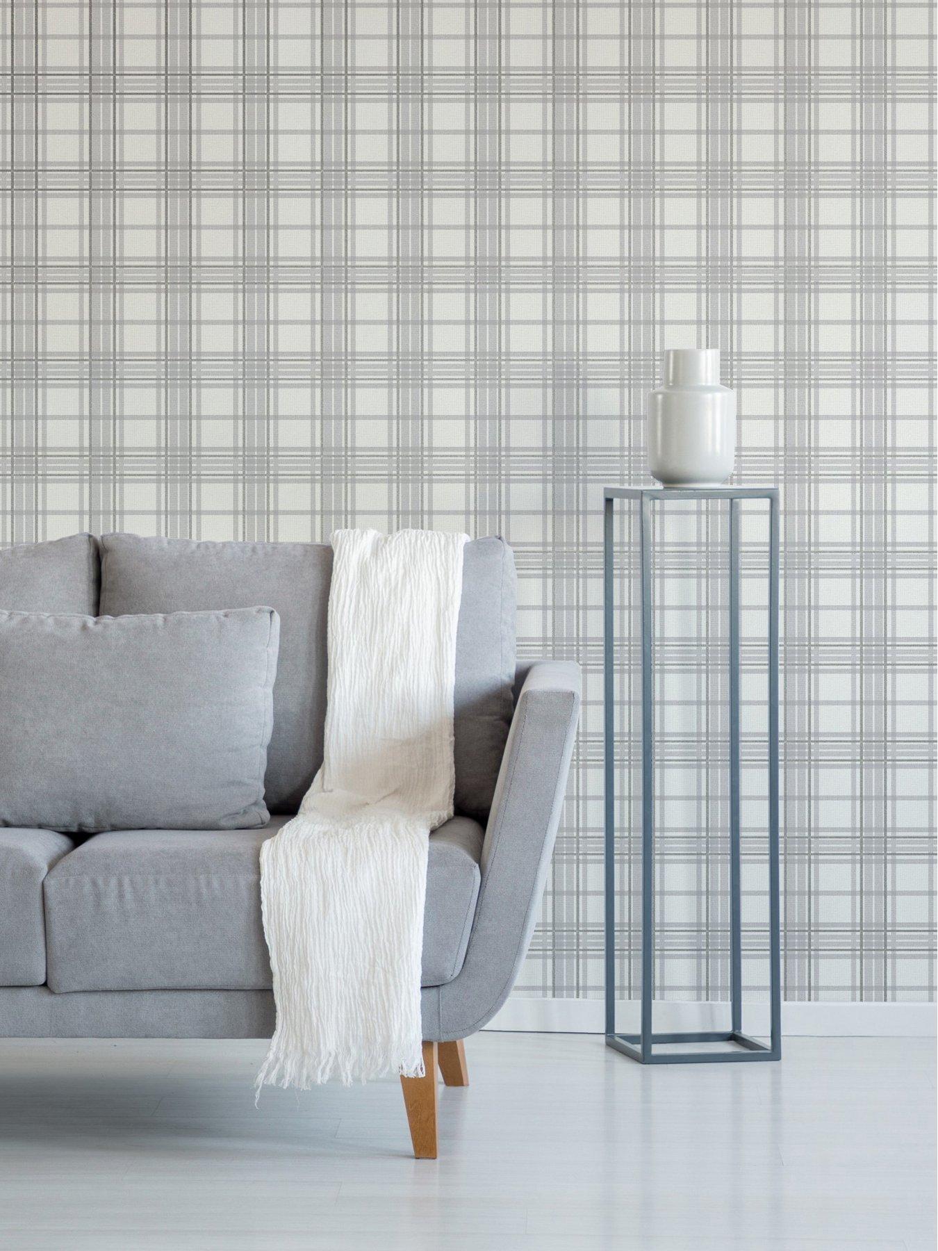 undefined Country Tartan - Grey Wallpaper