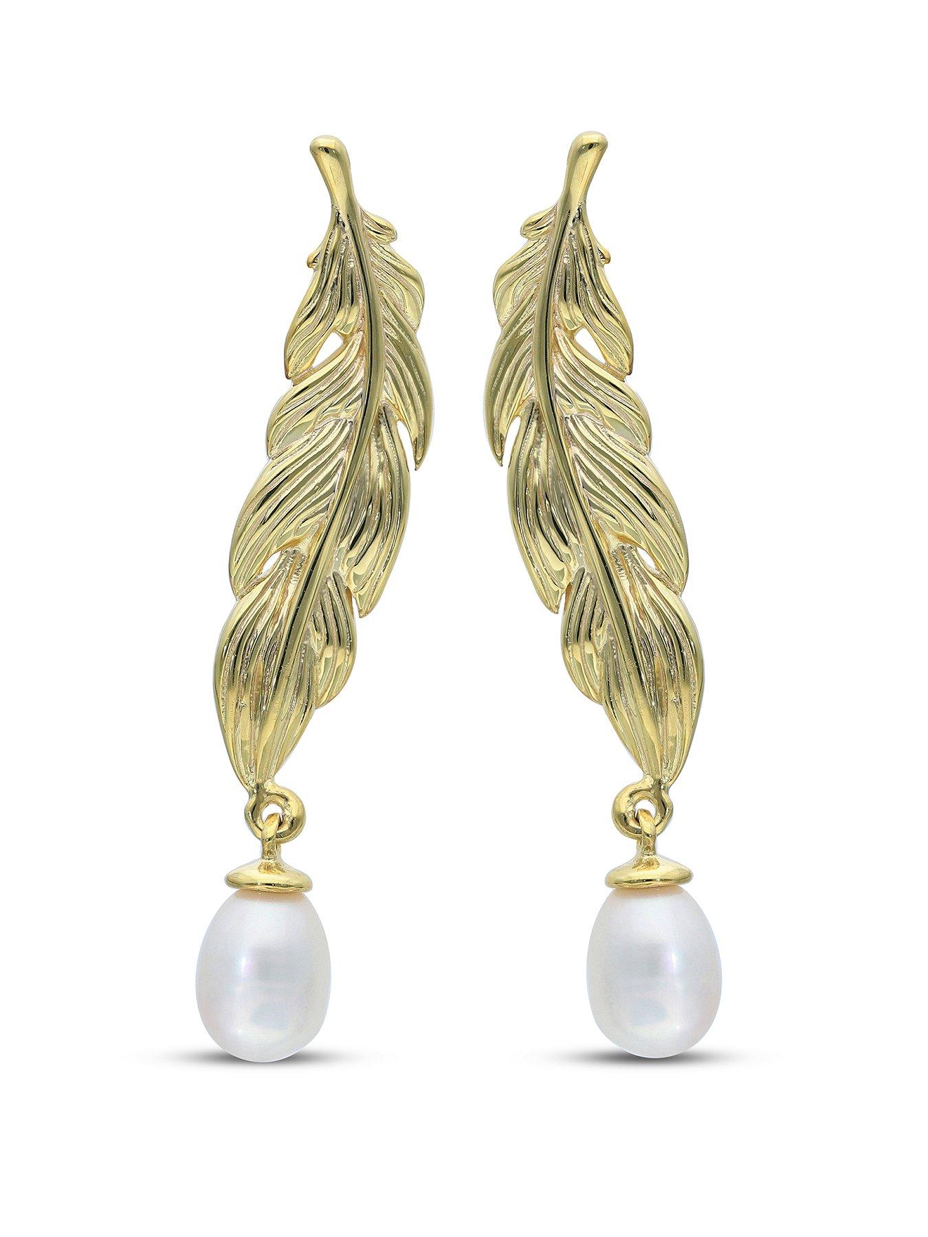 The Love Collection Gold Plated Sterling Silver  Leaf Earrings