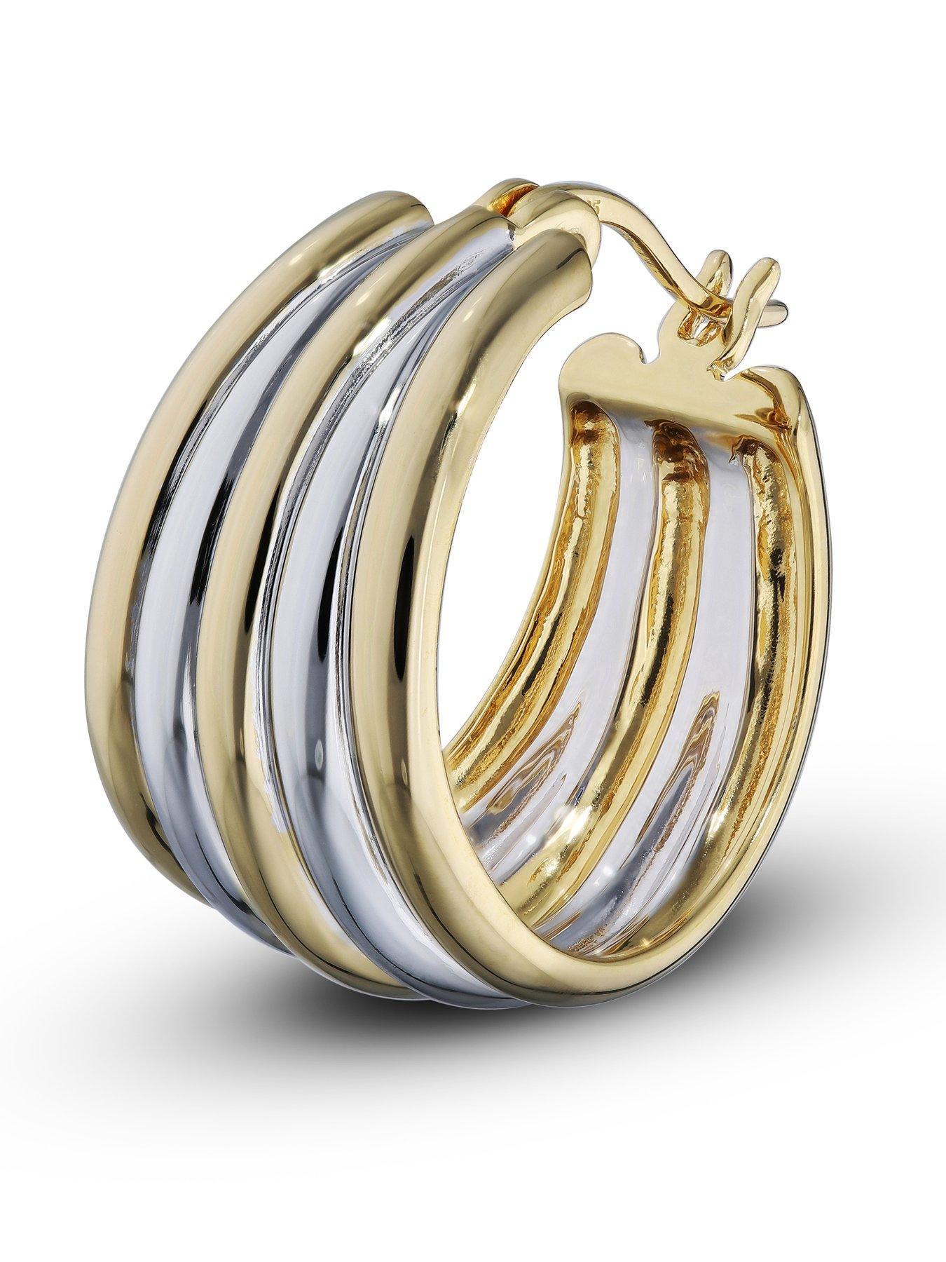Image 2 of 4 of The Love Collection Sterling Silver Two Colour Hoop Earrings