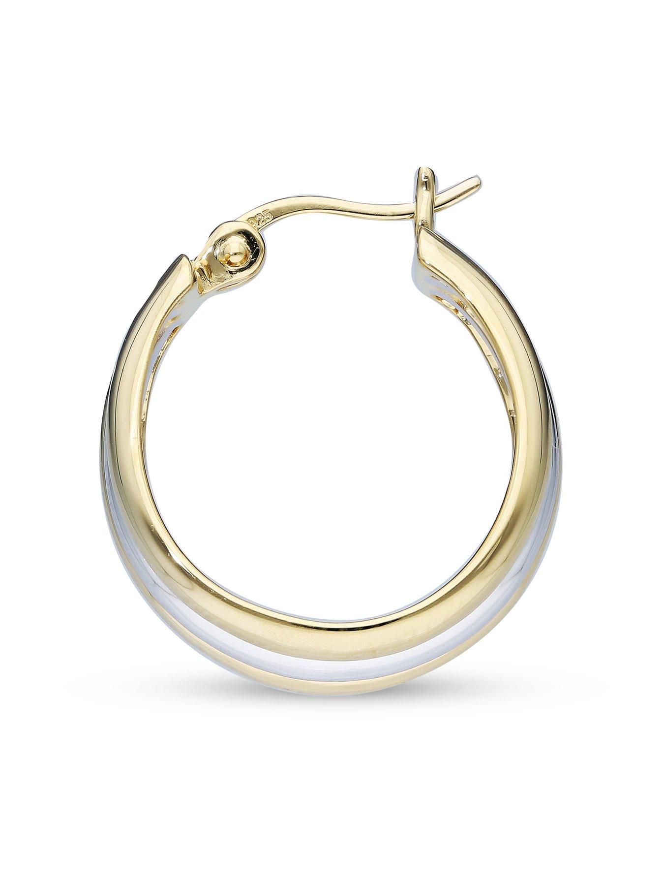 Image 3 of 4 of The Love Collection Sterling Silver Two Colour Hoop Earrings