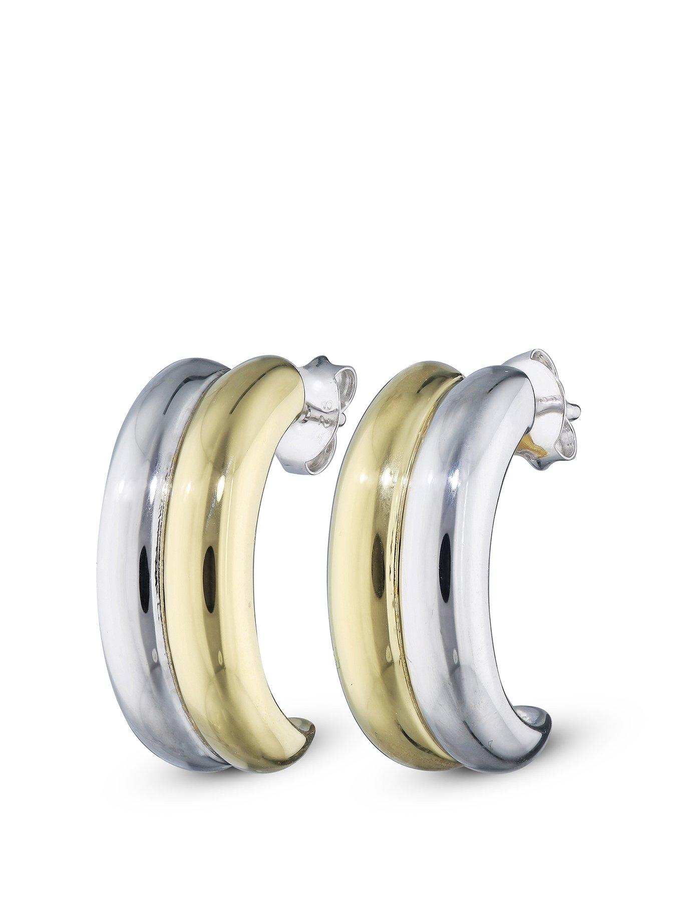 Image 1 of 4 of The Love Collection Sterling Silver Two Colour Hoop Earrings