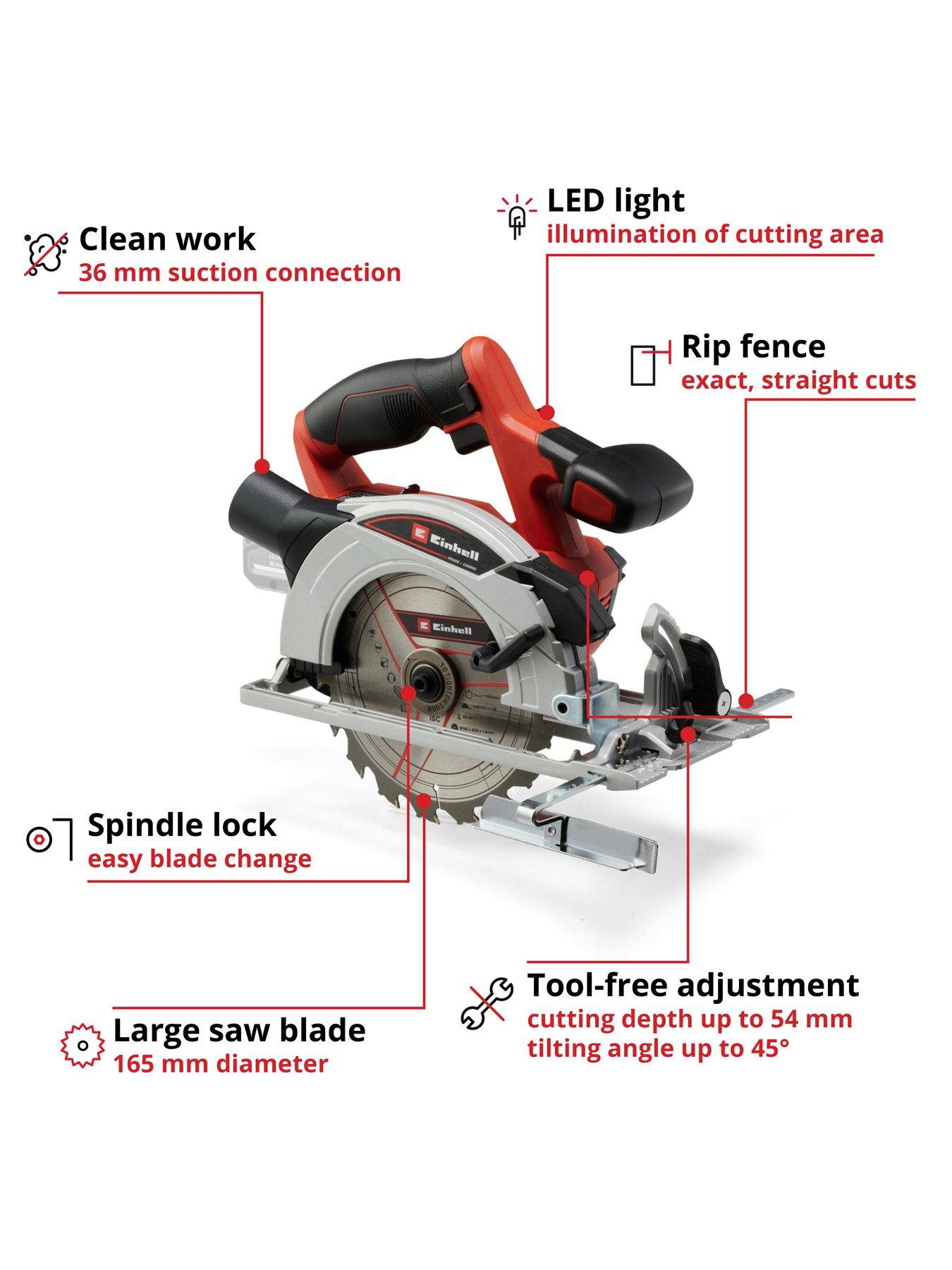 Image 2 of 7 of Einhell PXC 18V Cordless 165mm Circular Saw - TE-CS 18/165-1 Li Solo